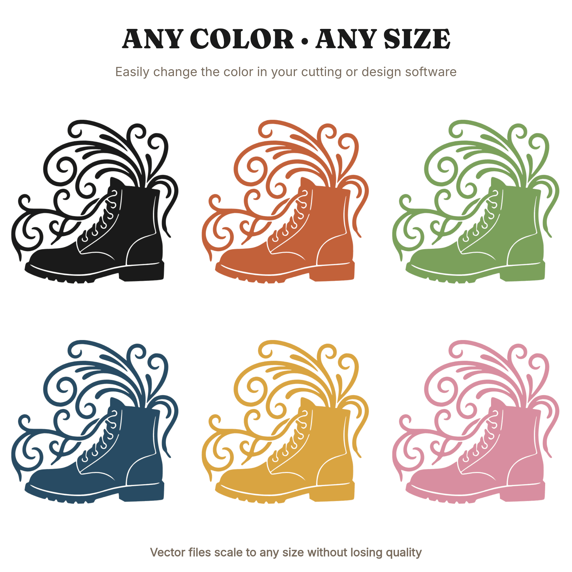 Labor Day Work Boot Monogram SVG PNG, Mid-Century Minimal Flourish Frame Cut File for Cricut — view 2
