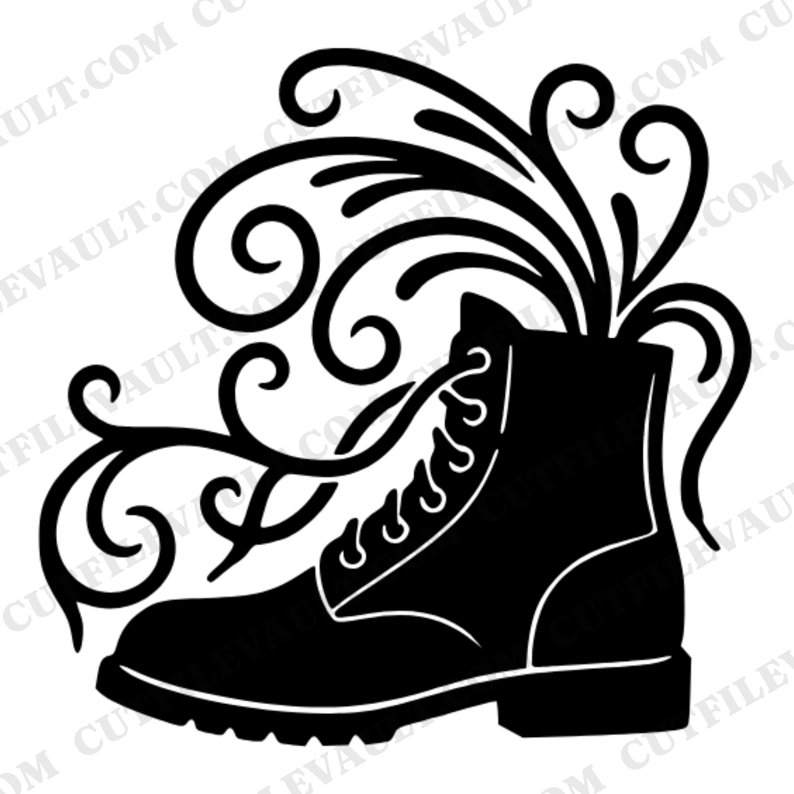 Labor Day Work Boot Monogram SVG PNG, Mid-Century Minimal Flourish Frame Cut File for Cricut — view 1