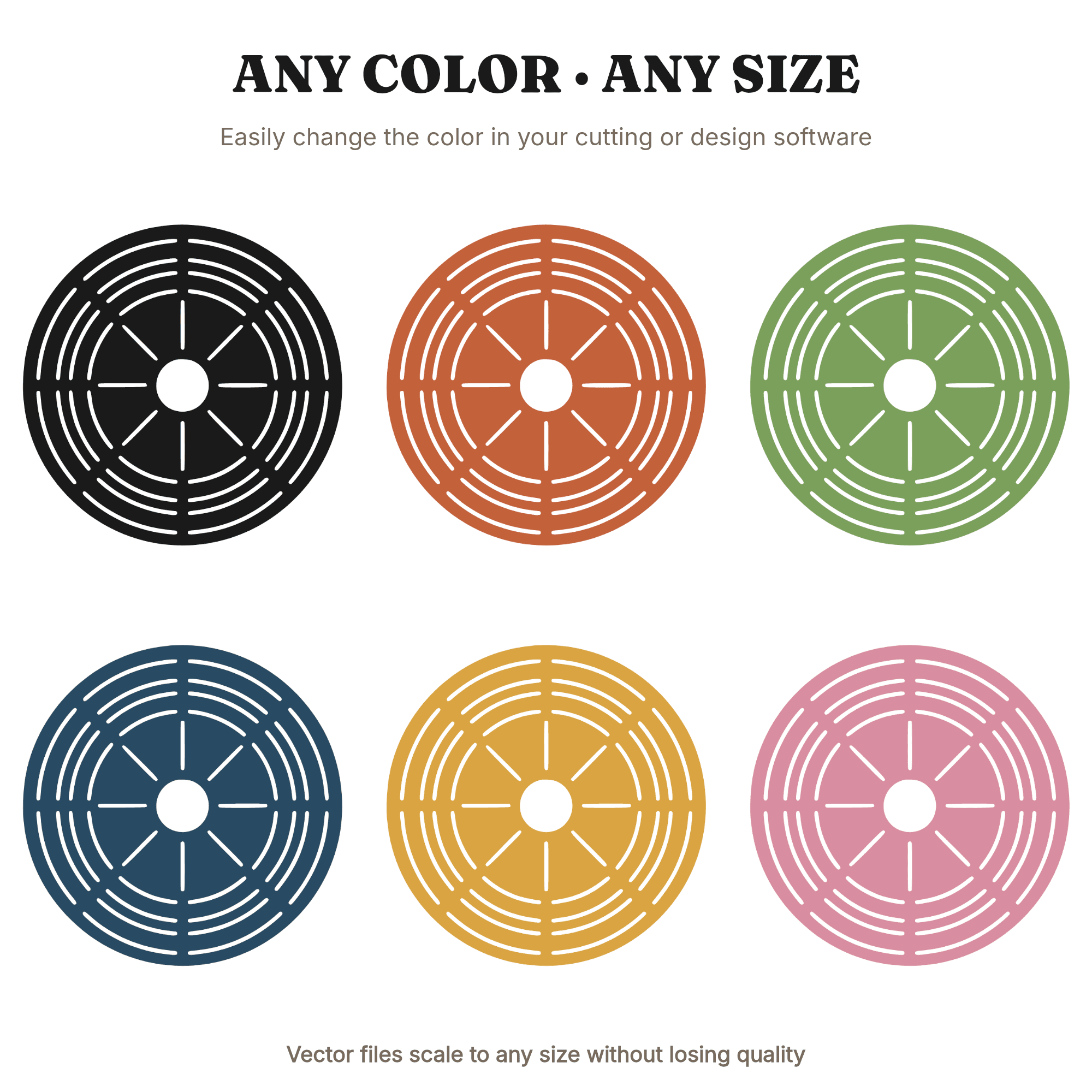 Pour Over Coffee Dripper SVG Top View Concentric Rings Mid-Century Minimal PNG Cut File Design — view 2
