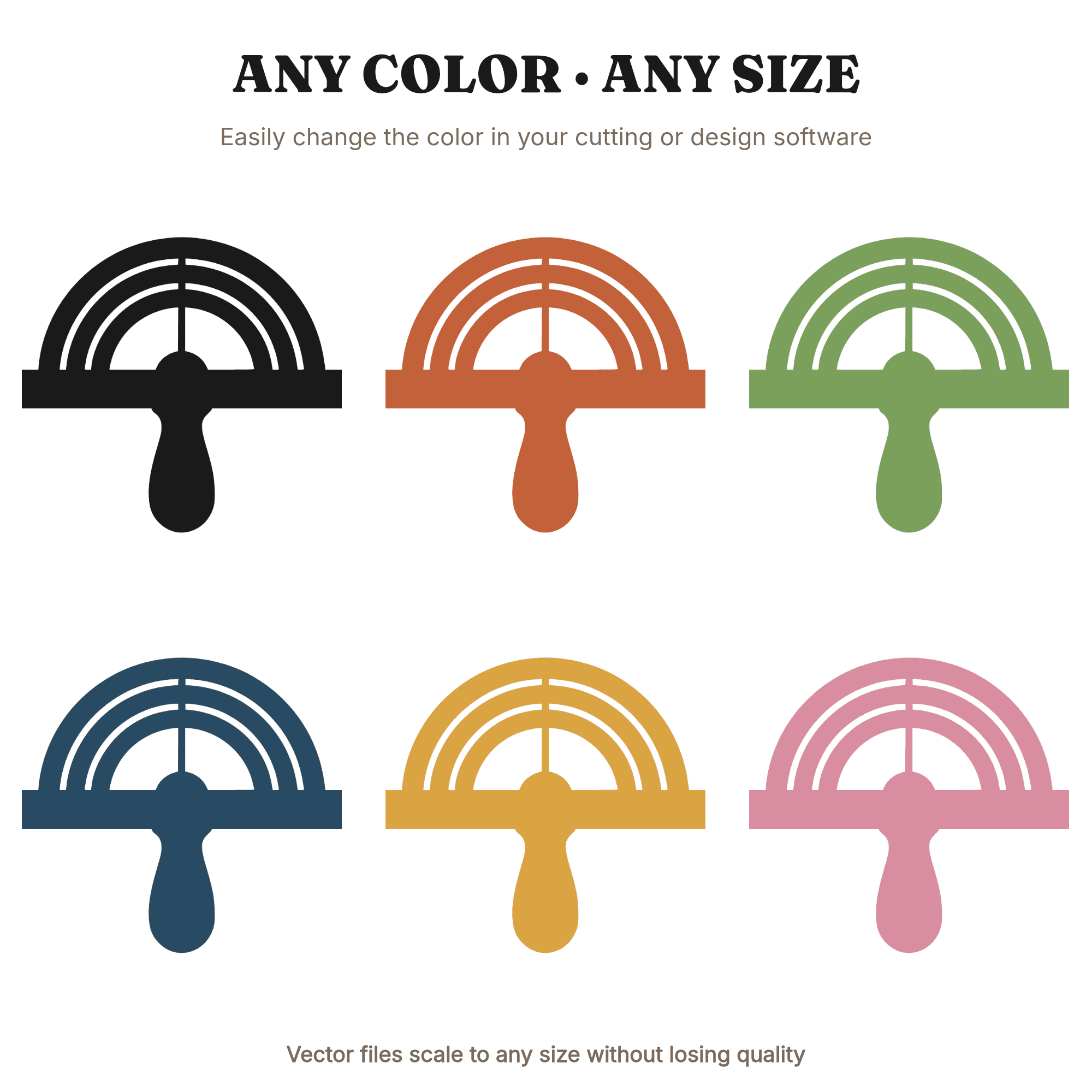 Retro Protractor SVG PNG, 70s Geometric School Supplies Cut File, Art Deco Back to School Clipart — view 2