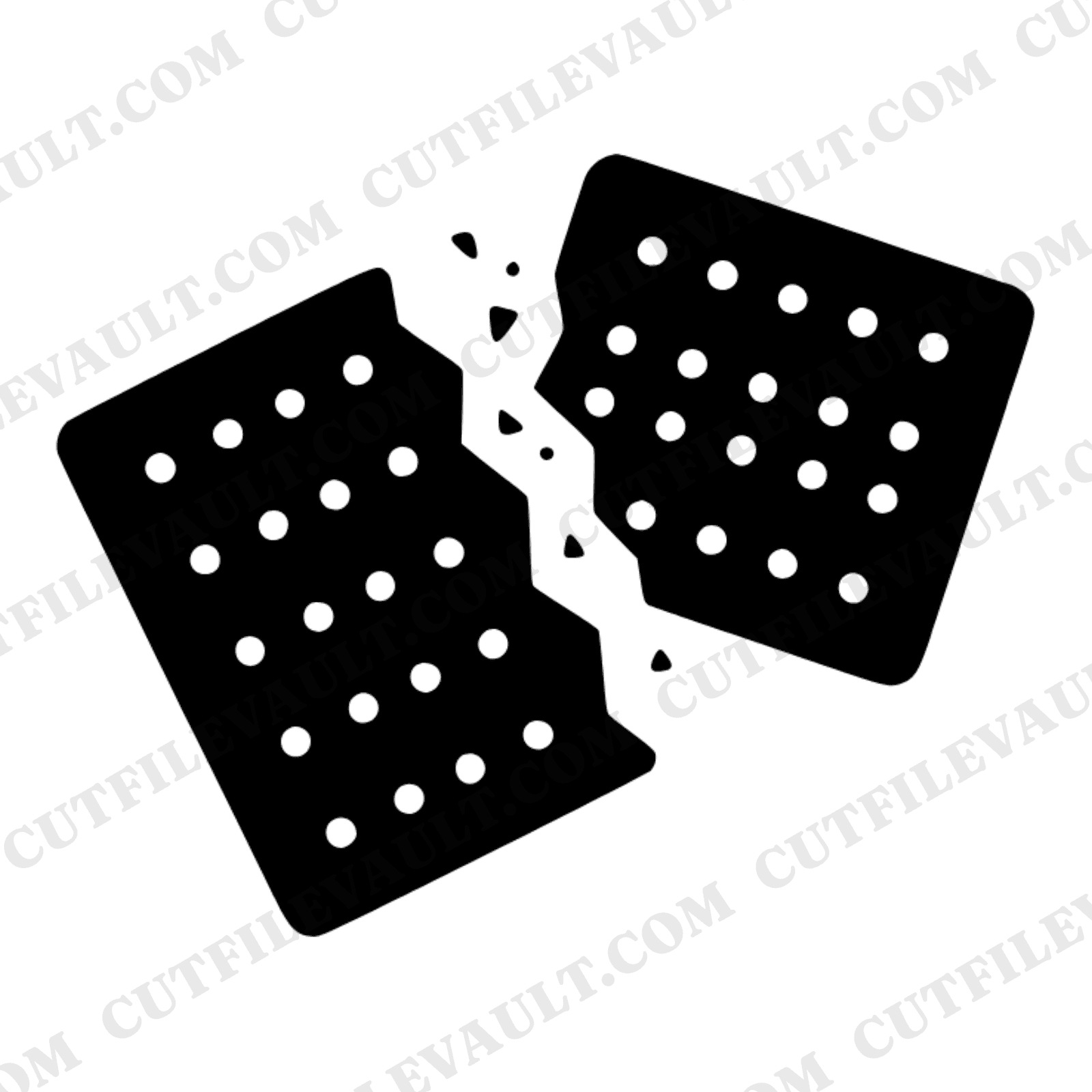 Broken Graham Cracker SVG PNG S'mores Day Cut File Diagonal Split Whimsical Cracker Design — view 1