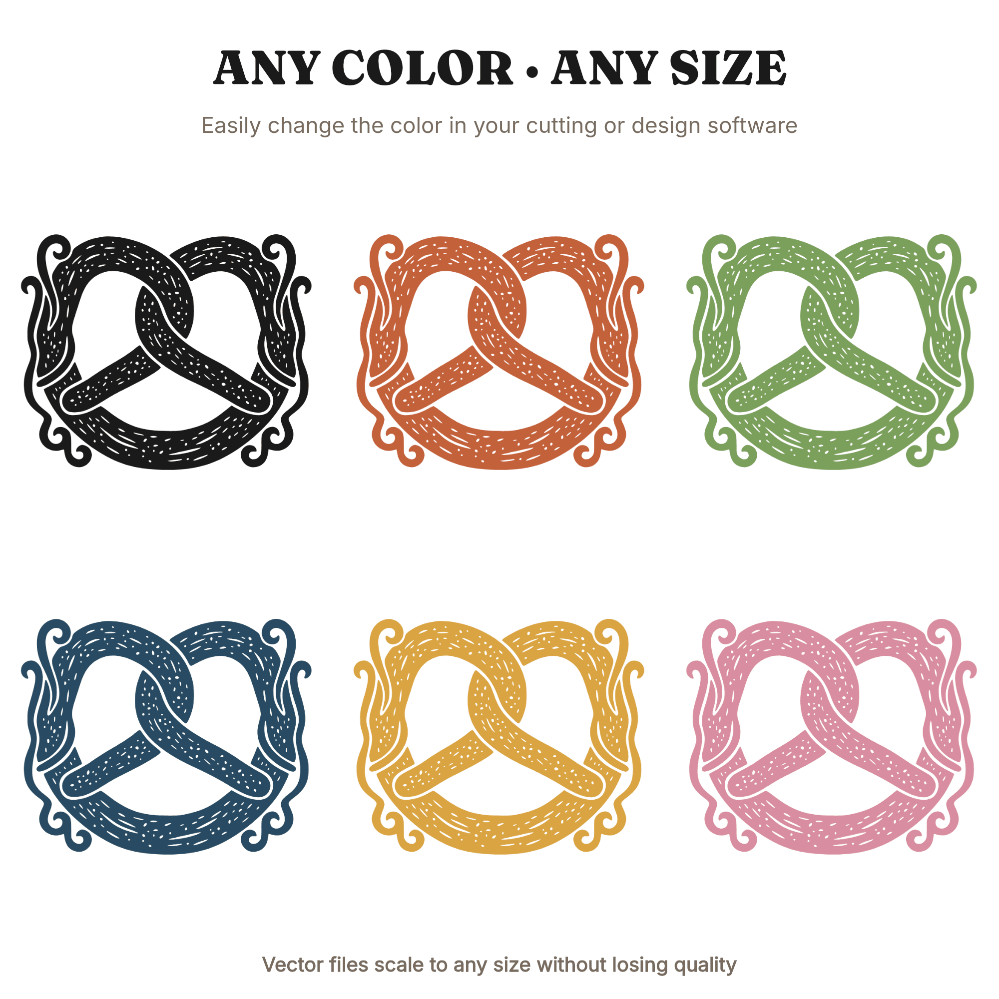 Pretzel Monogram Frame SVG PNG, Boho Pretzel Border Cut File, Summer BBQ Invitation Design — view 2