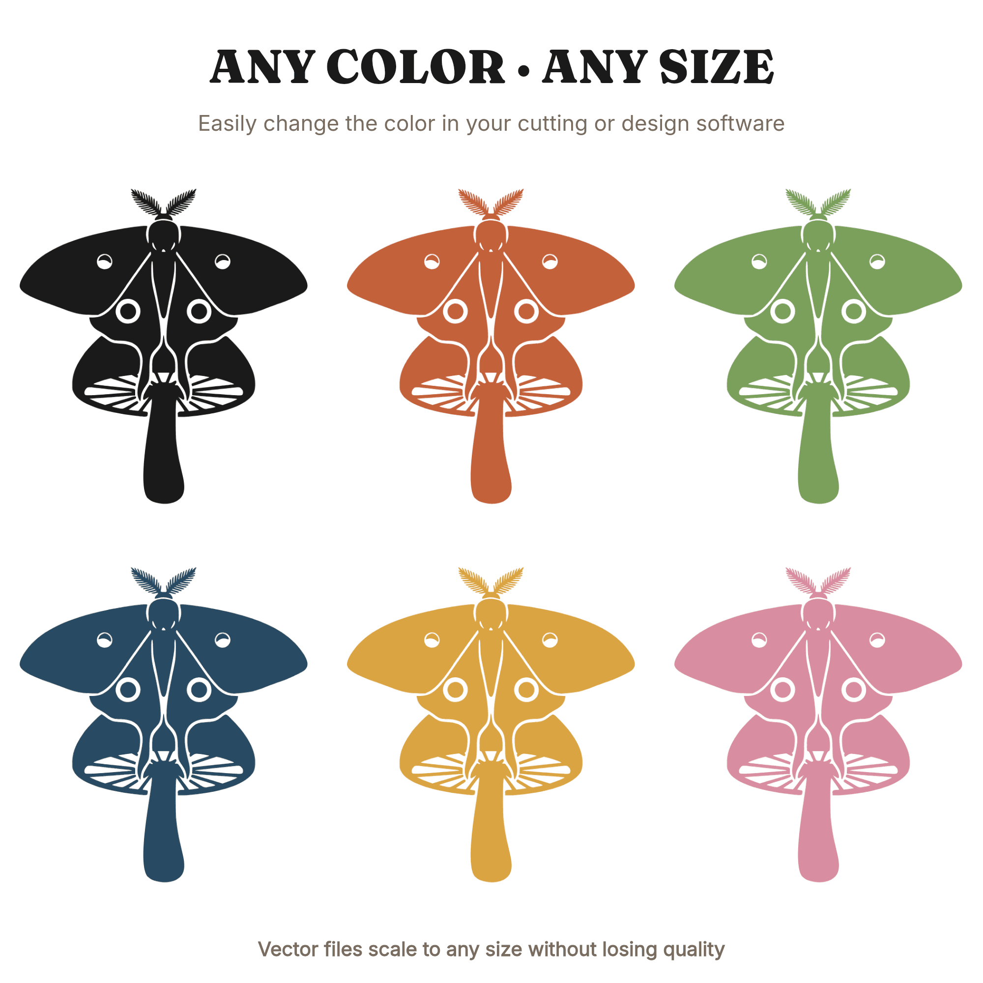 Luna Moth Celestial Toadstool SVG PNG, Mystical Mushroom Silhouette Cut File, Cottagecore Woodland — view 2