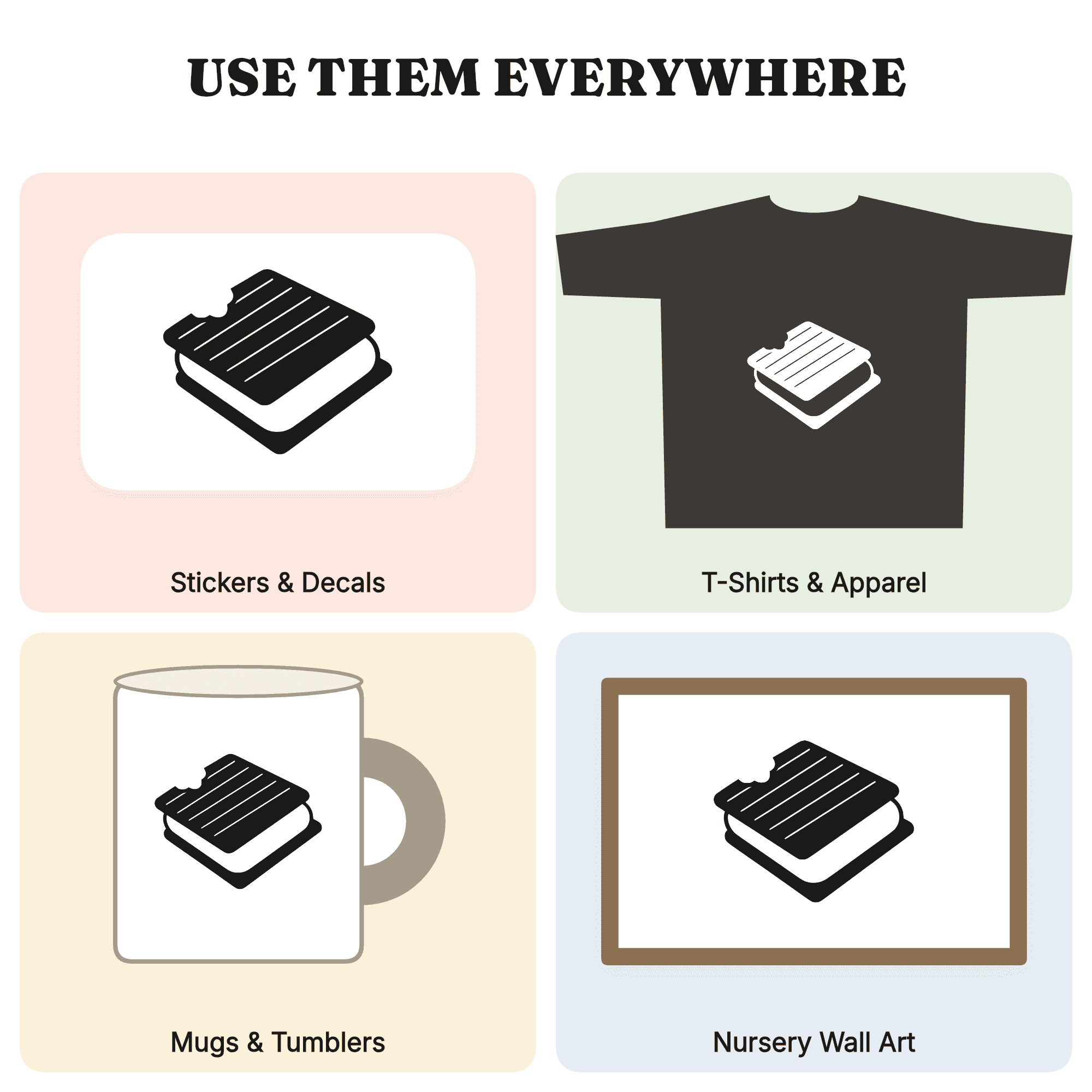 Ice Cream Sandwich SVG PNG, Tilted Bite Mark, National Ice Cream Month, Summer Dessert Cut File — view 3