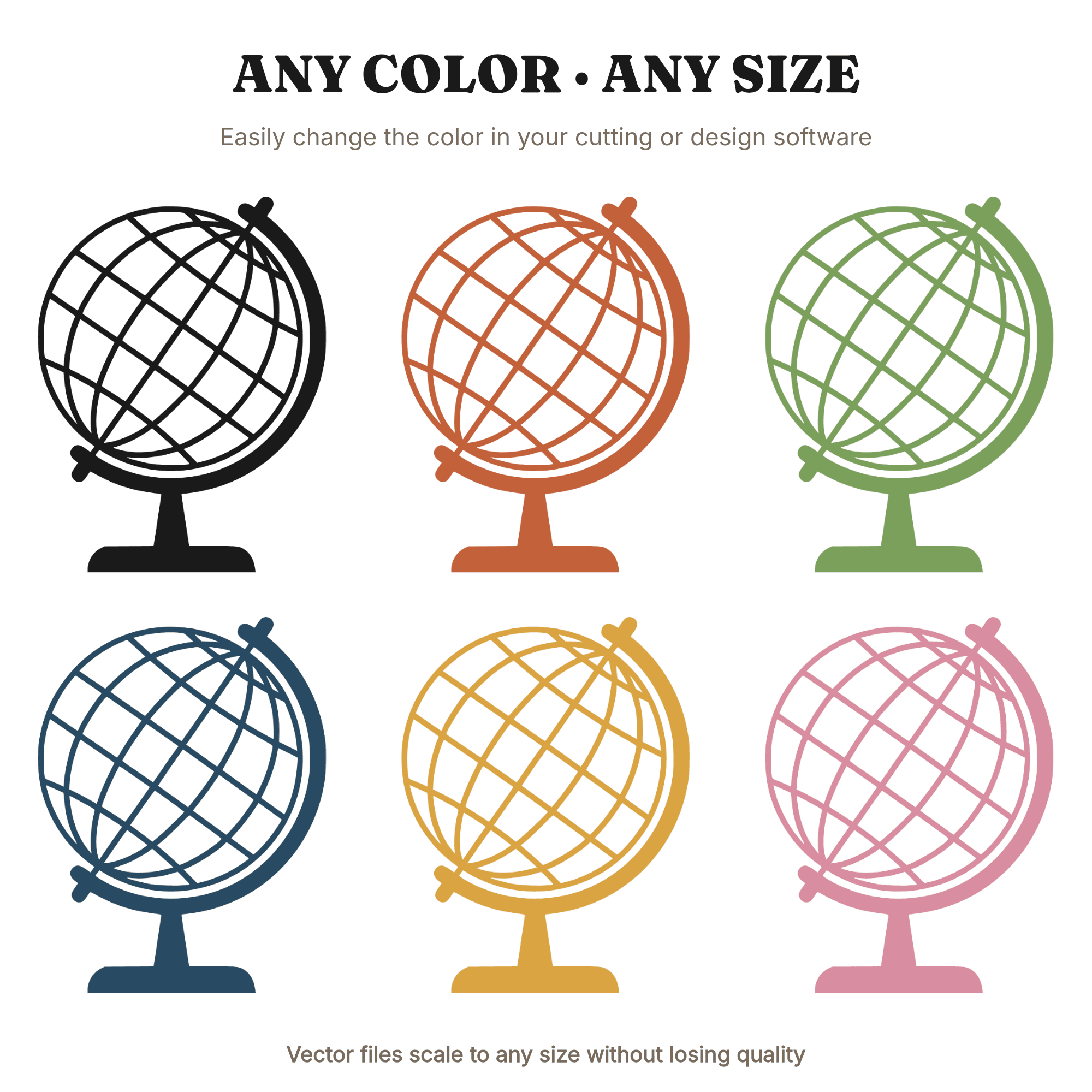 Geometric Globe SVG PNG, Tilted World Map Line Art, Back to School Cut File, Layered Vinyl Decal — view 2