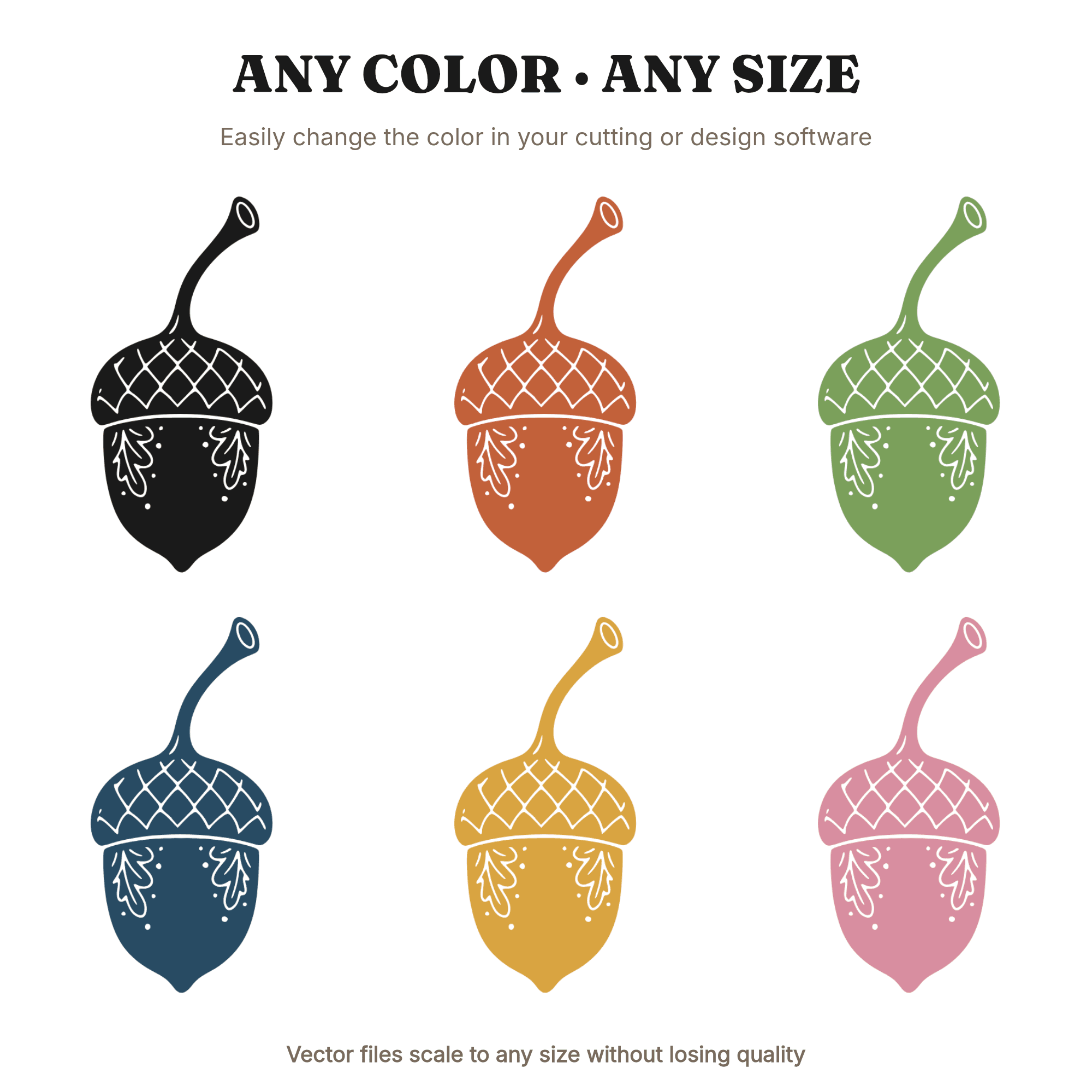 Inverted Acorn SVG PNG Autumn Equinox Silhouette Cottagecore Fall Craft Cut File for Cricut — view 2