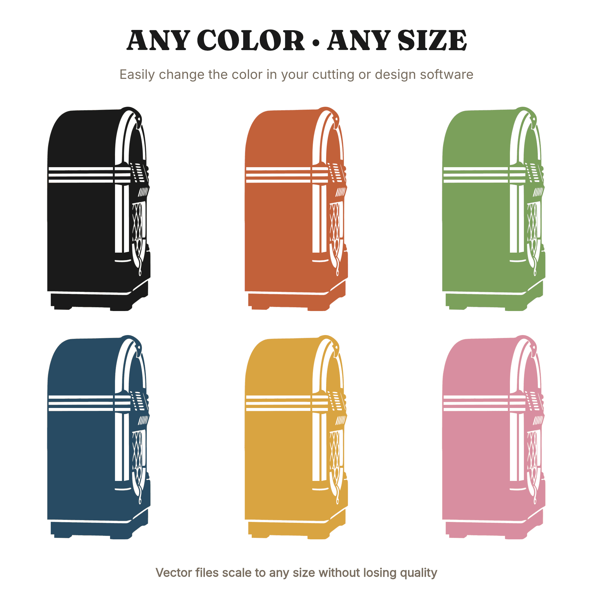 Retro Jukebox SVG PNG, Vintage Tabletop Jukebox Silhouette, 50s Diner Decor Cut File, Americana Music — view 2