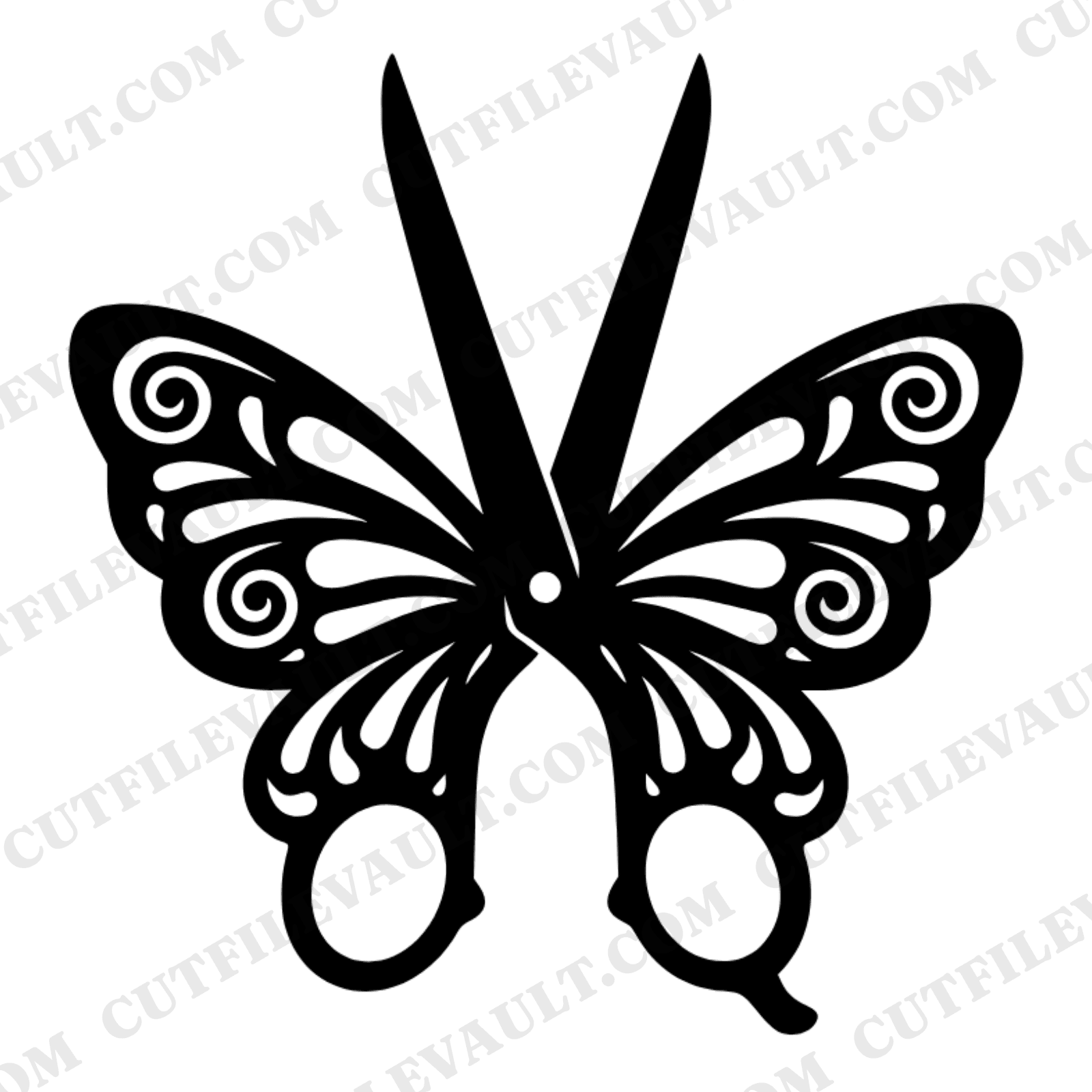 Retro 70s Butterfly Scissors SVG PNG, Folk Art Teacher Craft Cut File, Back to School Design — view 1