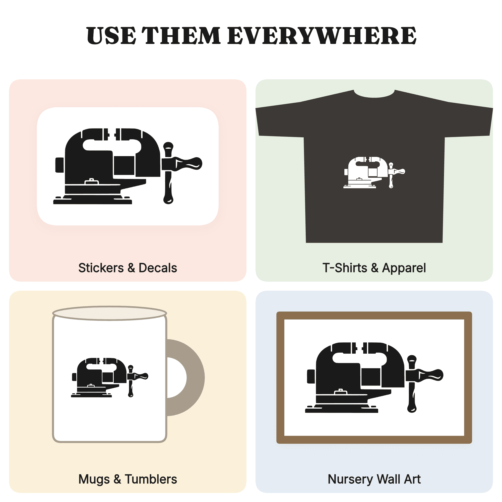 Labor Day Vise SVG PNG, Workshop Bench Vise Silhouette, Tool Craftsman Cut File, Skilled Trades Design — view 3