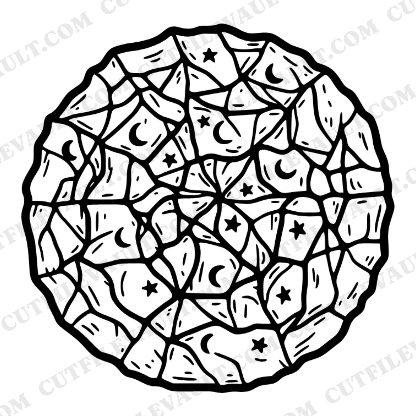 Celestial Waffle Wrapper SVG PNG, Crumpled Cone Wrapper Cut File, Mystical Ice Cream Clipart — view 1
