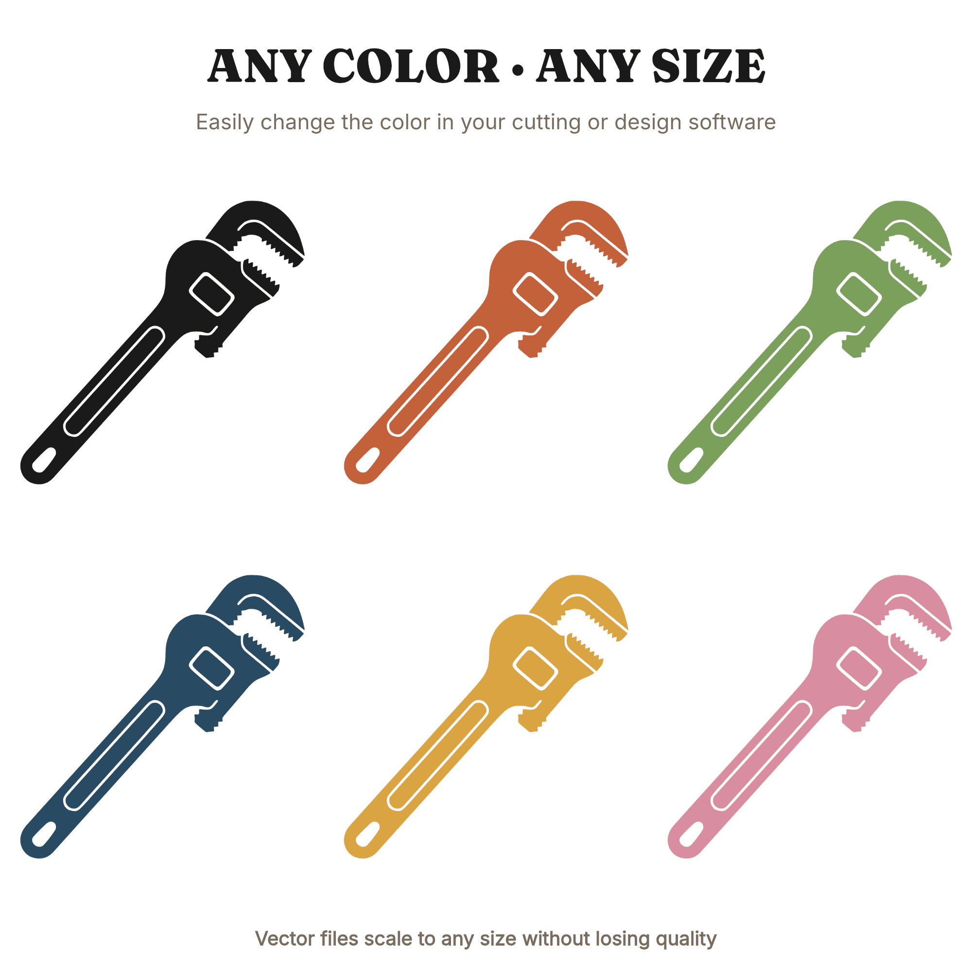Pipe Wrench SVG PNG Labor Day Silhouette Cut File Vintage Tool Trades Worker Mechanic Plumber — view 2