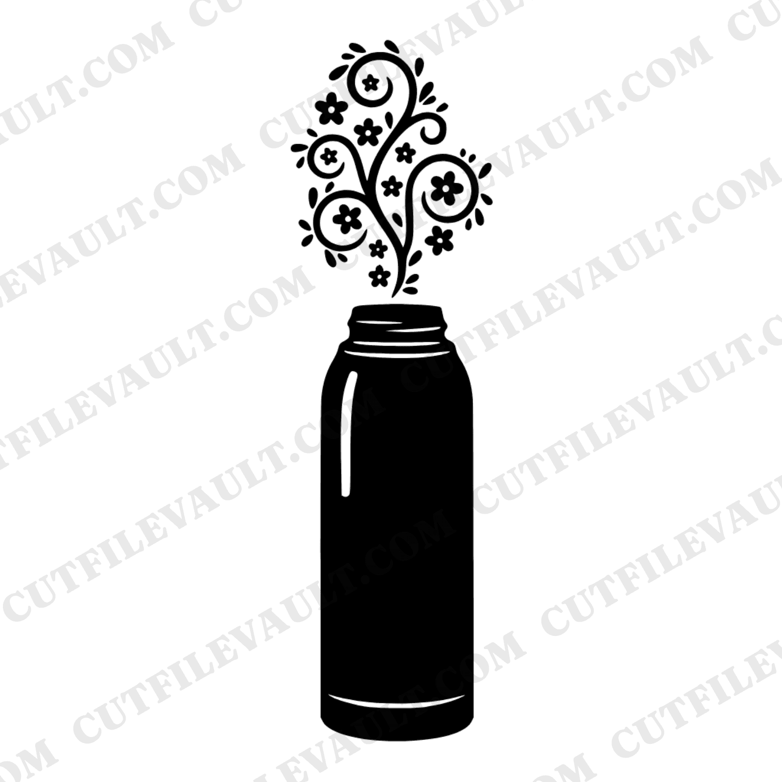 Autumn Thermos SVG PNG, Floral Steam Swirls Coffee Cup, Cottagecore Fall Pumpkin Spice Design — view 1