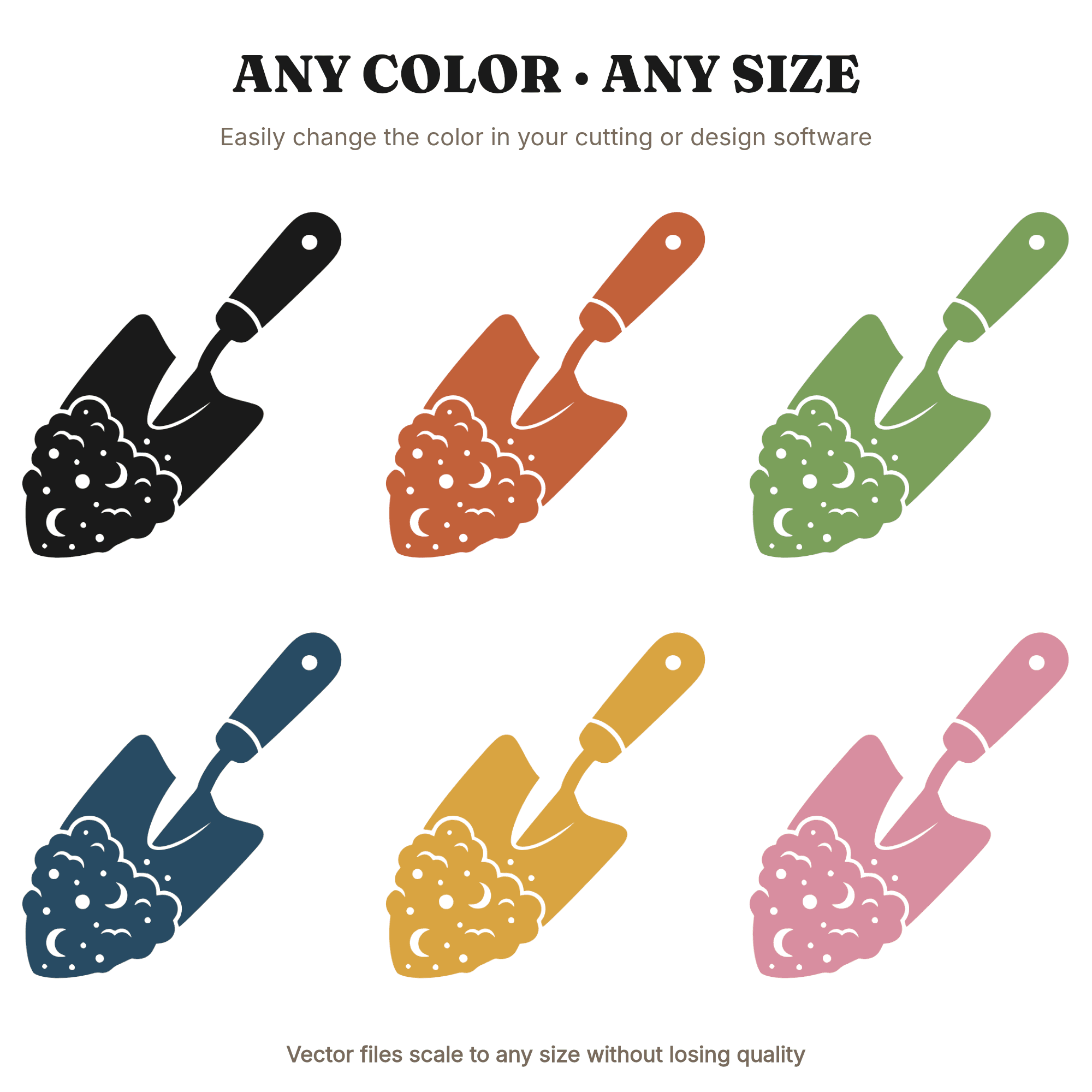 Left Handed Garden Trowel SVG PNG, Celestial Mystical Gardening Tool, Left Handers Day Clipart — view 2