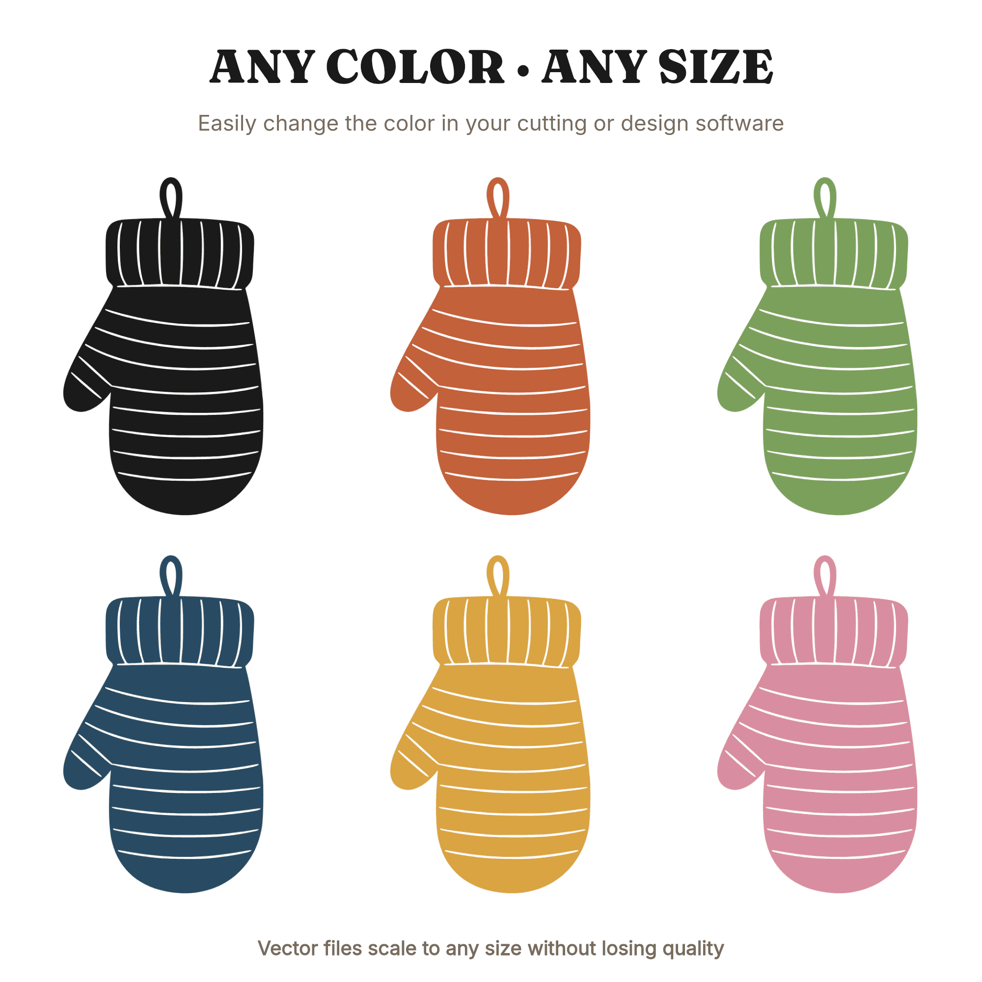 Nordic Knit Mitten SVG PNG, Scandinavian Folk Art Winter Mitten Cut File, Hygge Home Decor Design — view 2