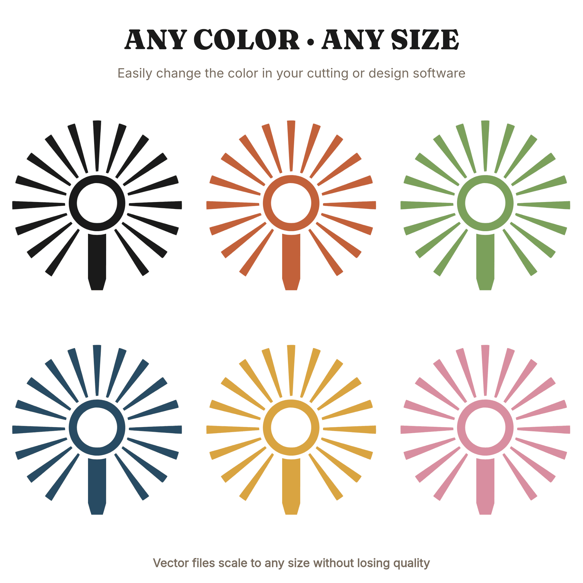 Garden Hose Nozzle SVG PNG Sunburst Spray Pattern Mid Century Summer Gardening Cut File — view 2