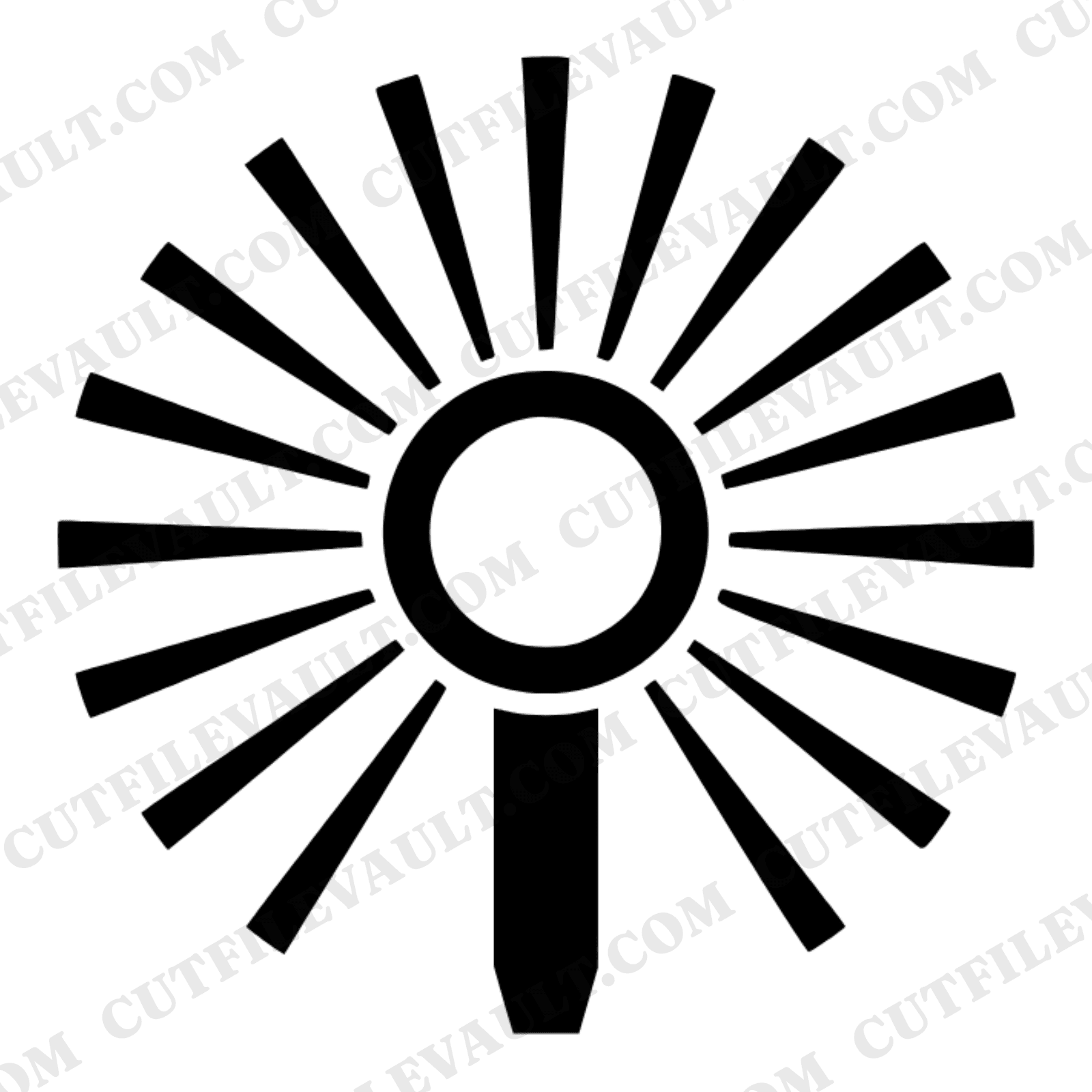 Garden Hose Nozzle SVG PNG Sunburst Spray Pattern Mid Century Summer Gardening Cut File — view 1