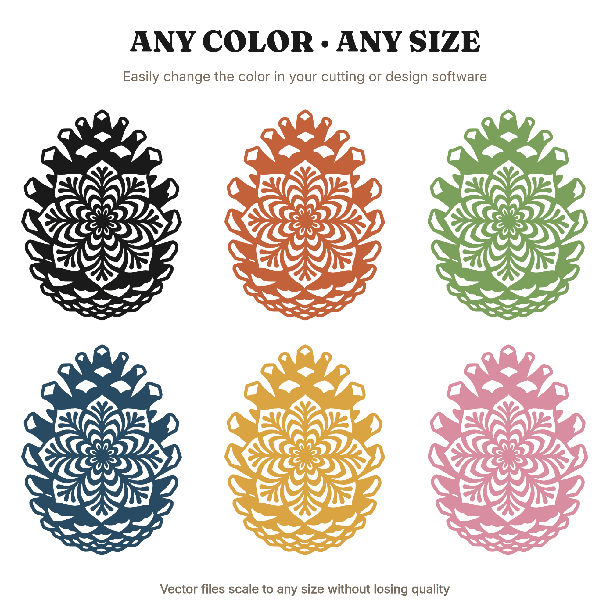 Autumn Equinox Pinecone Mandala SVG PNG, Cottagecore Floral Split Bloom Cut File, Fall Botanical — view 2