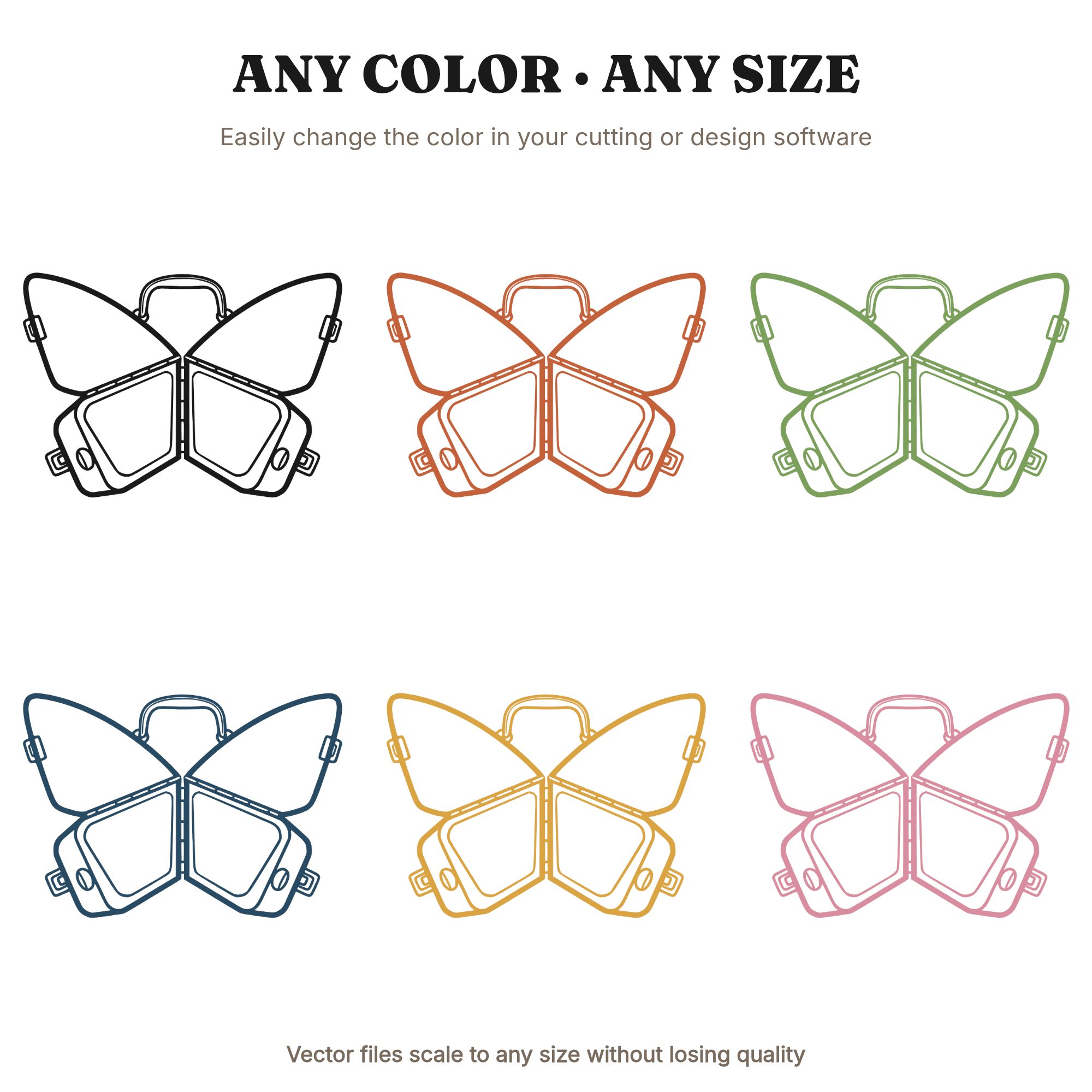 Vintage Lunch Box SVG PNG Butterfly Wing Open Flat Scandinavian Line Art Cut File Back to School — view 2