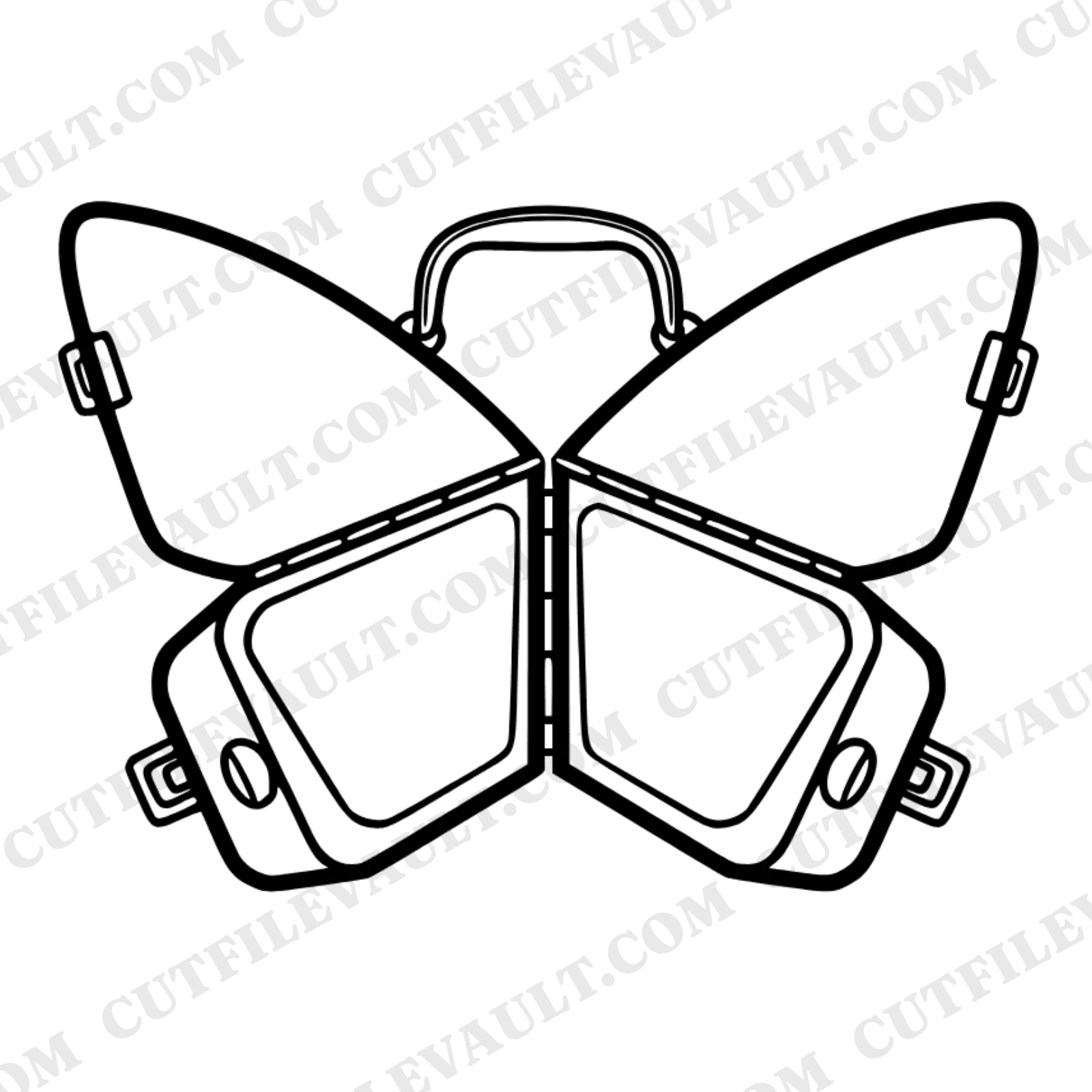 Vintage Lunch Box SVG PNG Butterfly Wing Open Flat Scandinavian Line Art Cut File Back to School — view 1