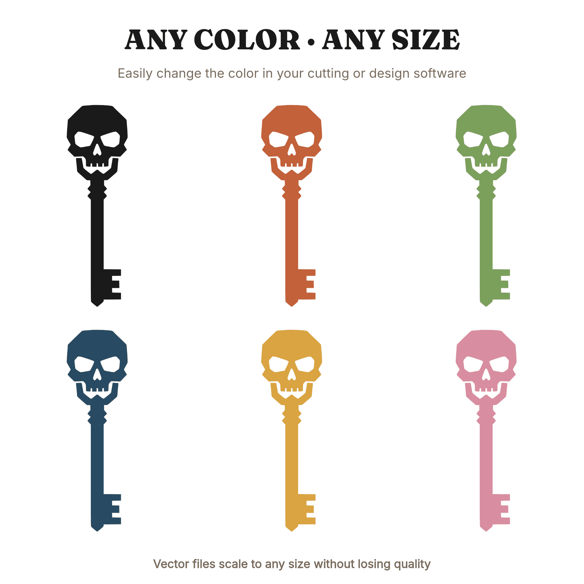 Art Deco Skeleton Key SVG PNG, Halloween Skull Cut File, Geometric Key Clipart for Cricut — view 2