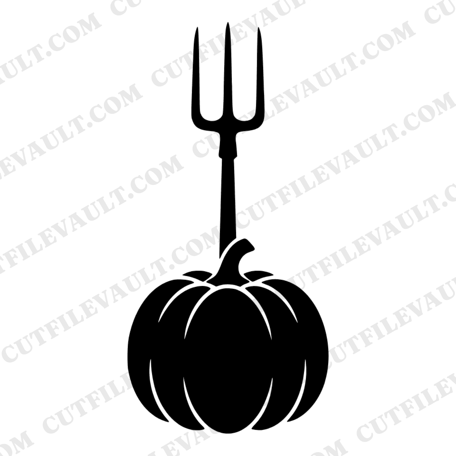 Harvest Pitchfork Pumpkin SVG PNG Retro 70s Farmstead Silhouette Cut File Fall Autumn Design — view 1