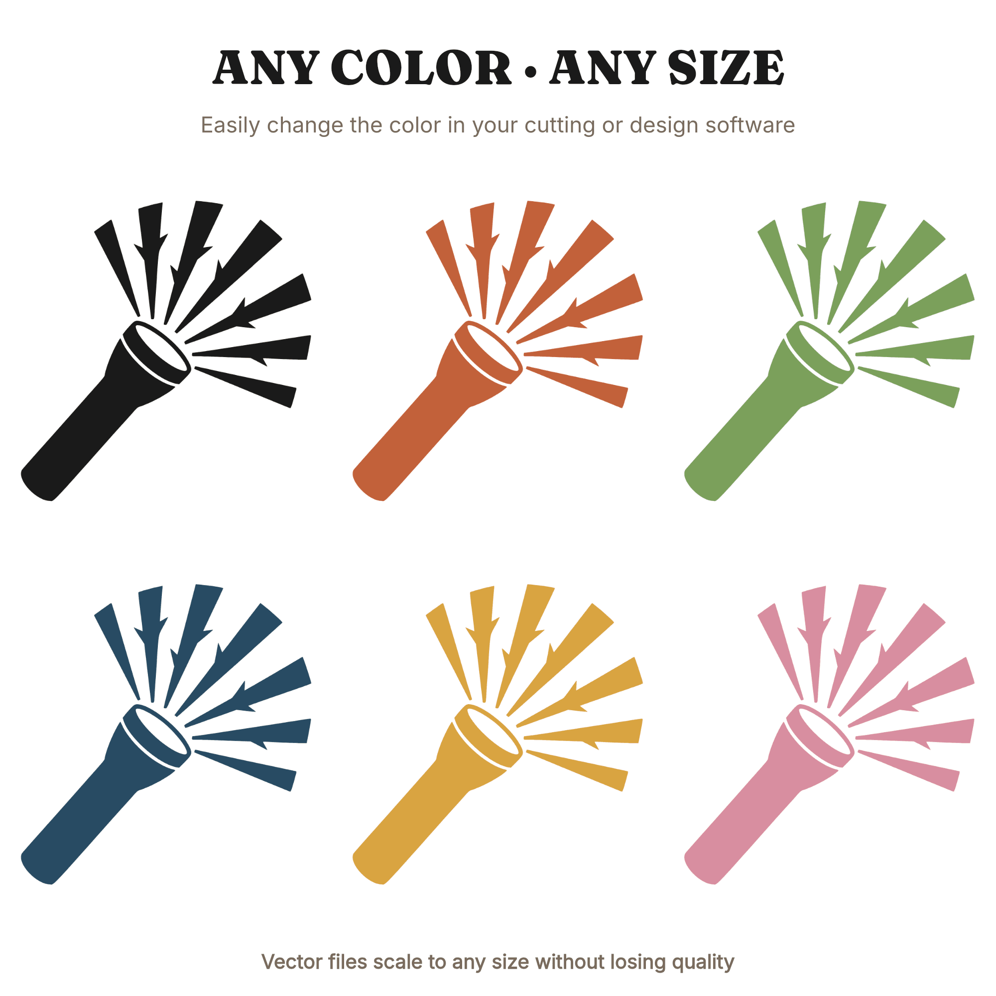 Retro Flashlight SVG PNG, Mid-Century Sunburst Rays, Halloween Vintage Cut File for Cricut — view 2