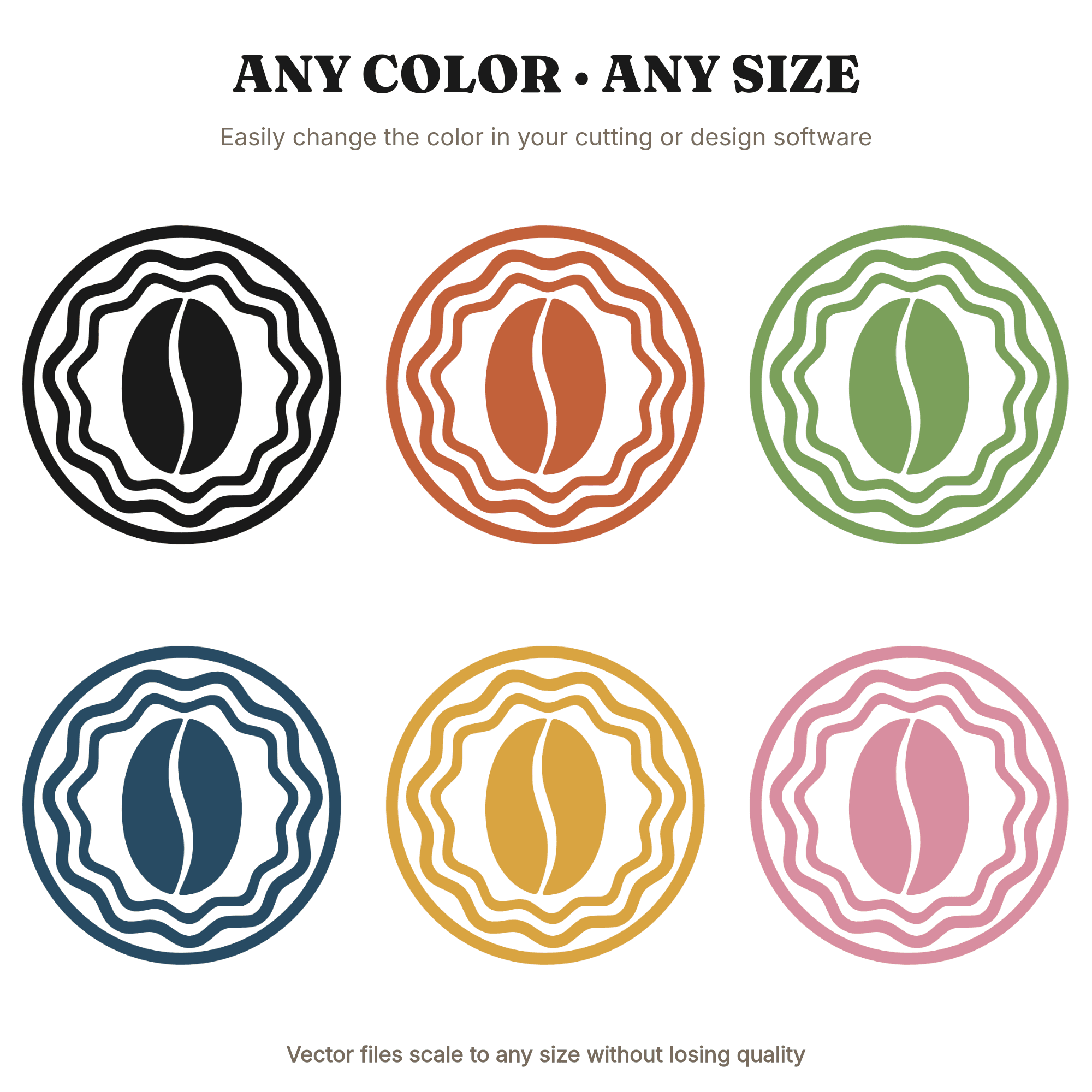 Retro Coffee Bean SVG PNG National Coffee Day 70s Groovy Emblem Cut File for Cricut Silhouette — view 2