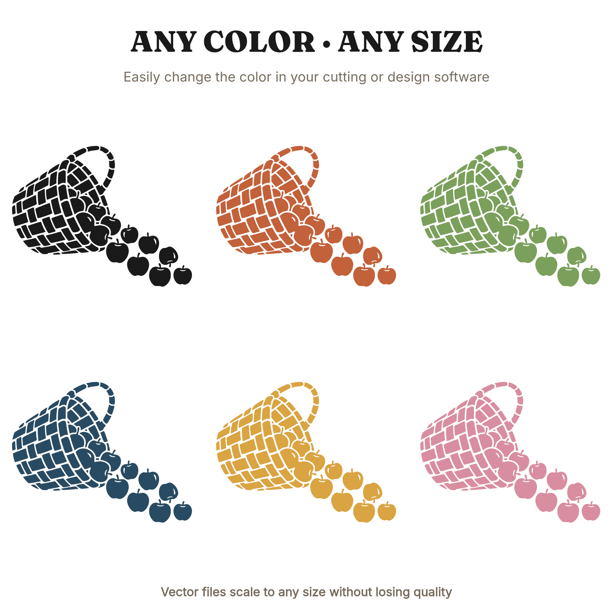 Harvest Basket SVG PNG, Autumn Apples Cut File, Fall Decor Boho Geometric First Day of Autumn — view 2