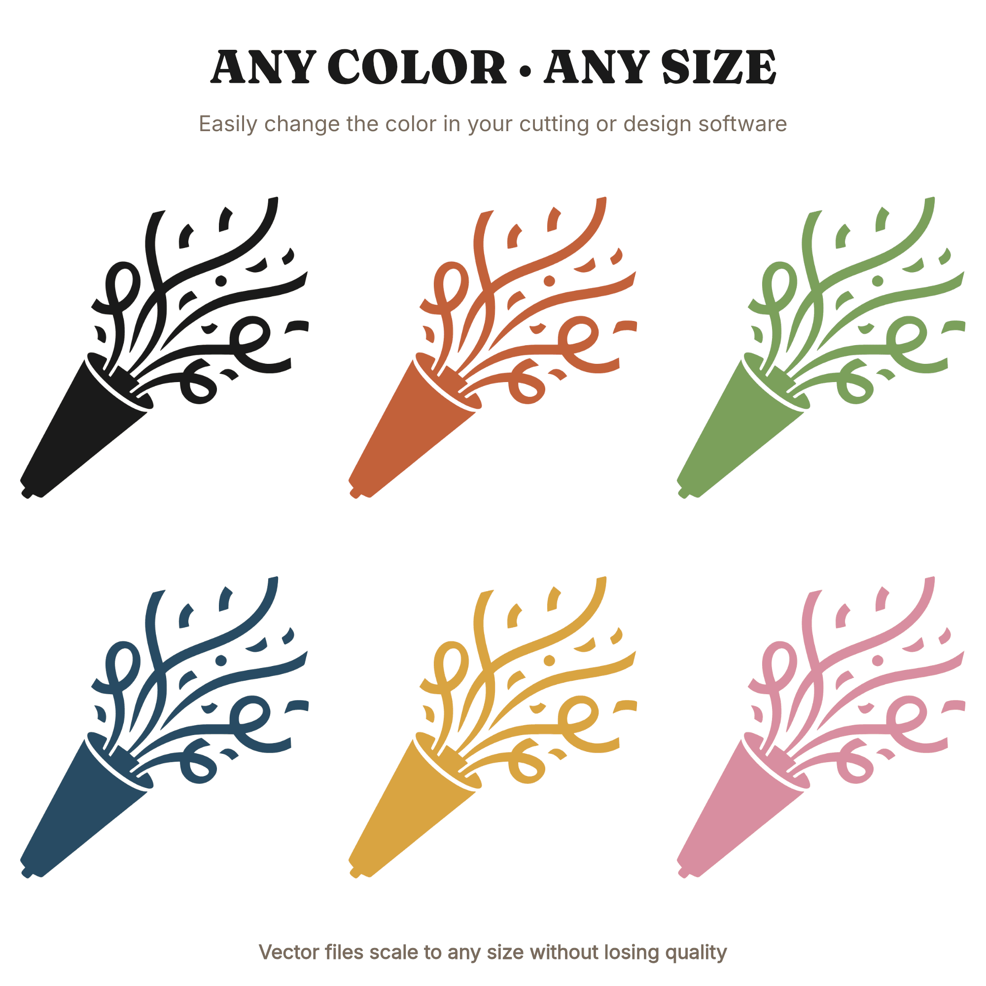 New Year Confetti Popper SVG PNG, Party Celebration Cut File, Modern Brutalist Design — view 2