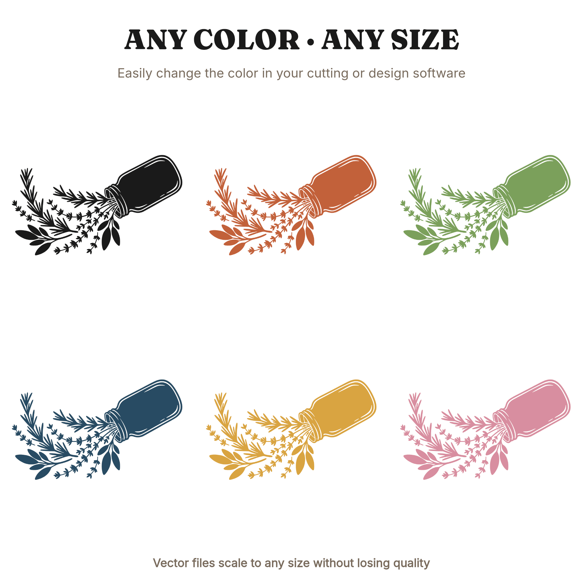 Mabon Mason Jar Spilling Herbs SVG PNG, Kitchen Witch Autumn Equinox Silhouette Cut File — view 2