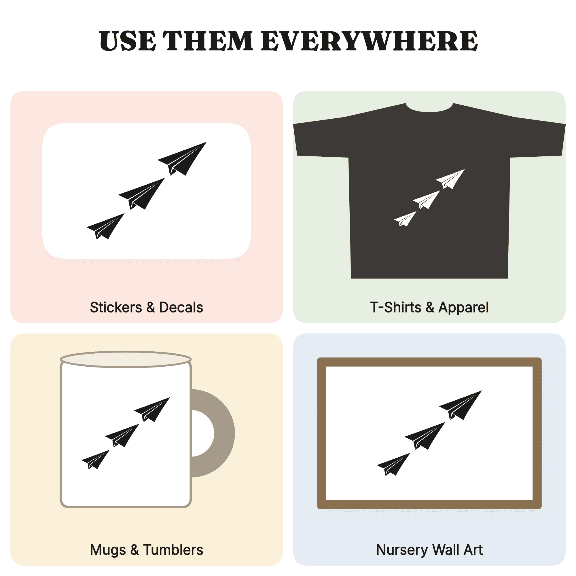 Paper Airplane SVG PNG Back to School Cut File Locker Decal Classroom Wall Art Boho Organic Design — view 3