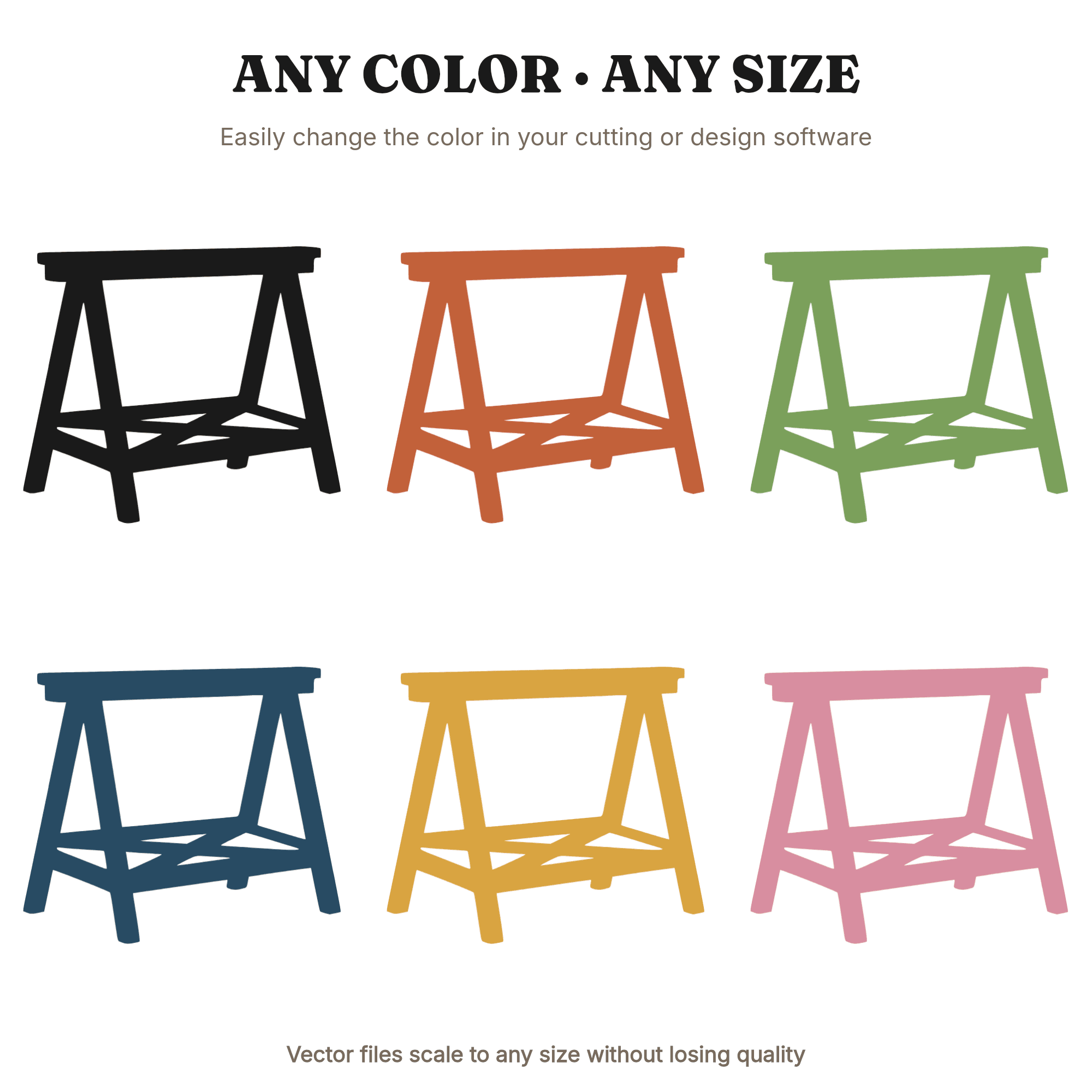Labor Day Sawhorse SVG PNG, Carpenter Workshop Tool Silhouette, Craftsman Cut File for Cricut — view 2
