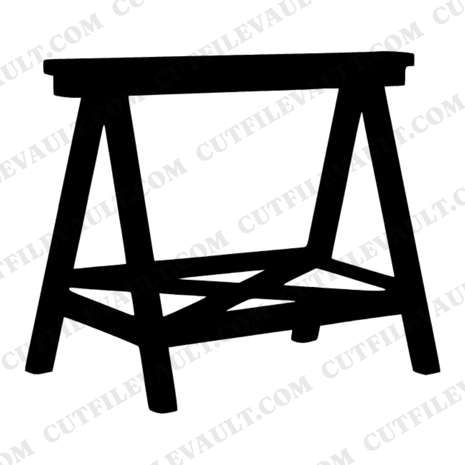 Labor Day Sawhorse SVG PNG, Carpenter Workshop Tool Silhouette, Craftsman Cut File for Cricut — view 1