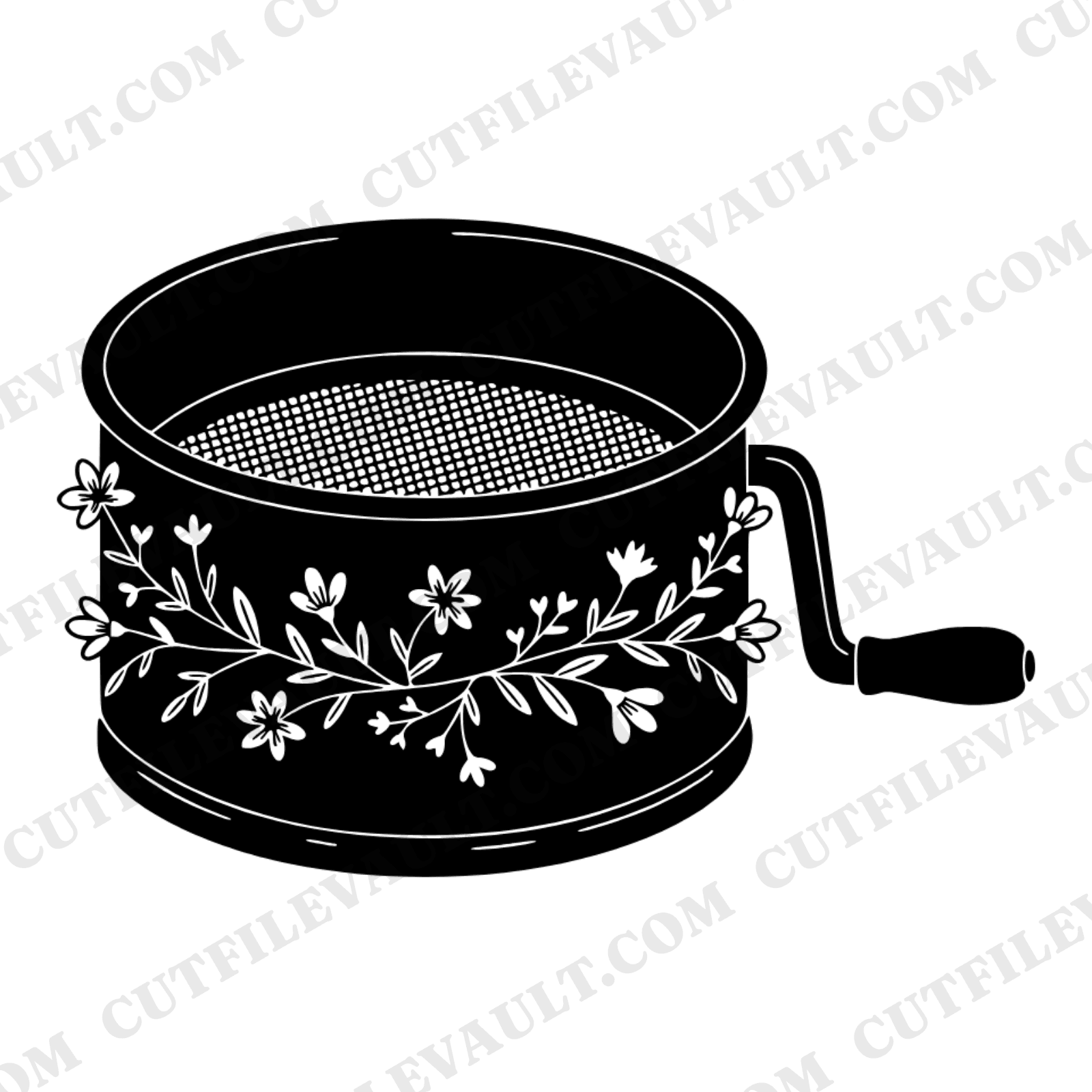 Vintage Flour Sifter SVG PNG, Autumn Floral Baking Cut File, Cottagecore Kitchen Clipart, Fall Decor — view 1
