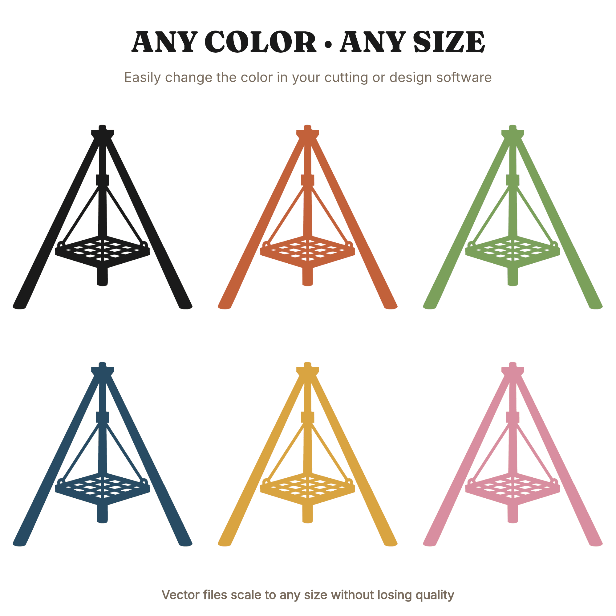 Art Deco Campfire Tripod Grill SVG PNG, Geometric Camp Fire Cooking Grate Cut File for Vinyl — view 2