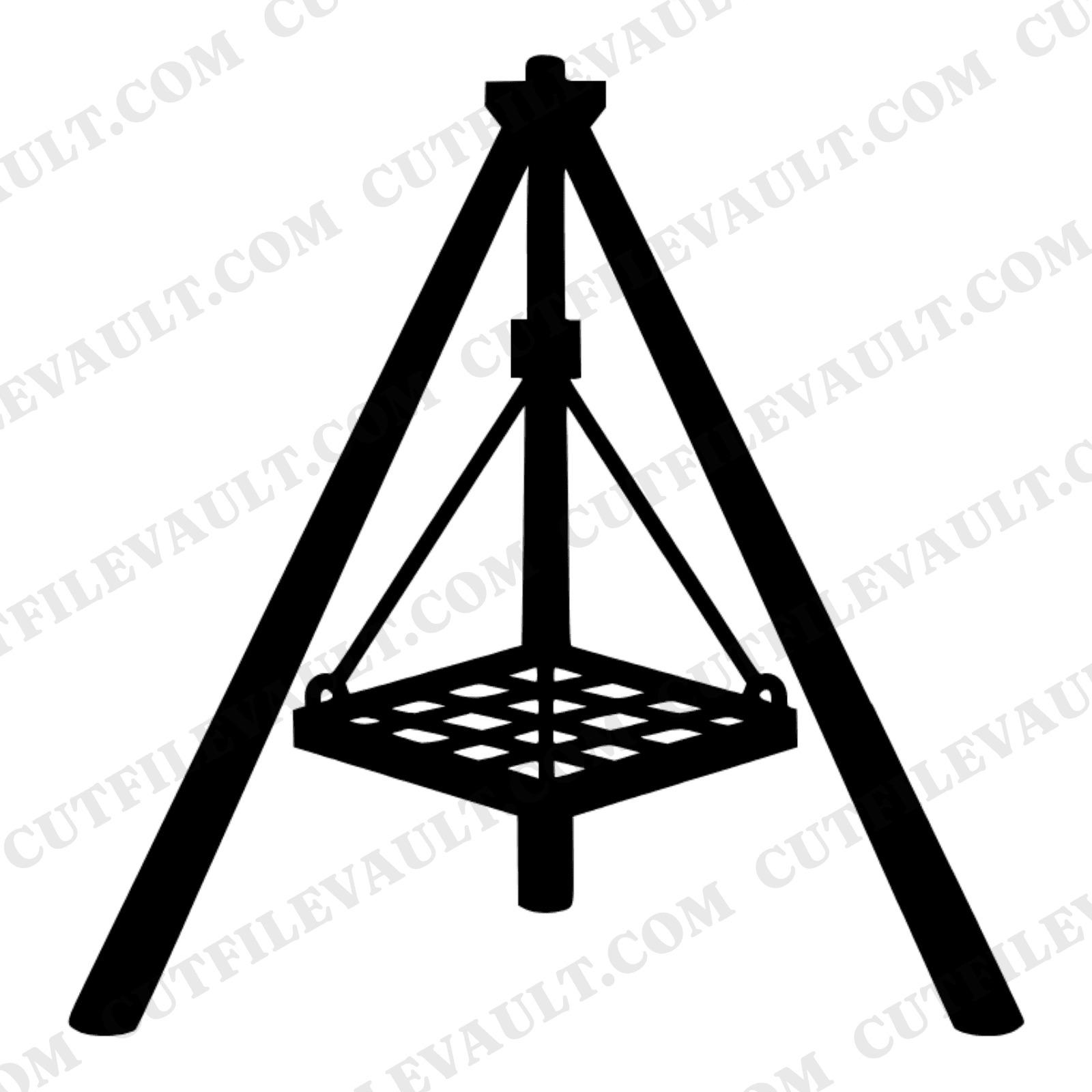 Art Deco Campfire Tripod Grill SVG PNG, Geometric Camp Fire Cooking Grate Cut File for Vinyl — view 1