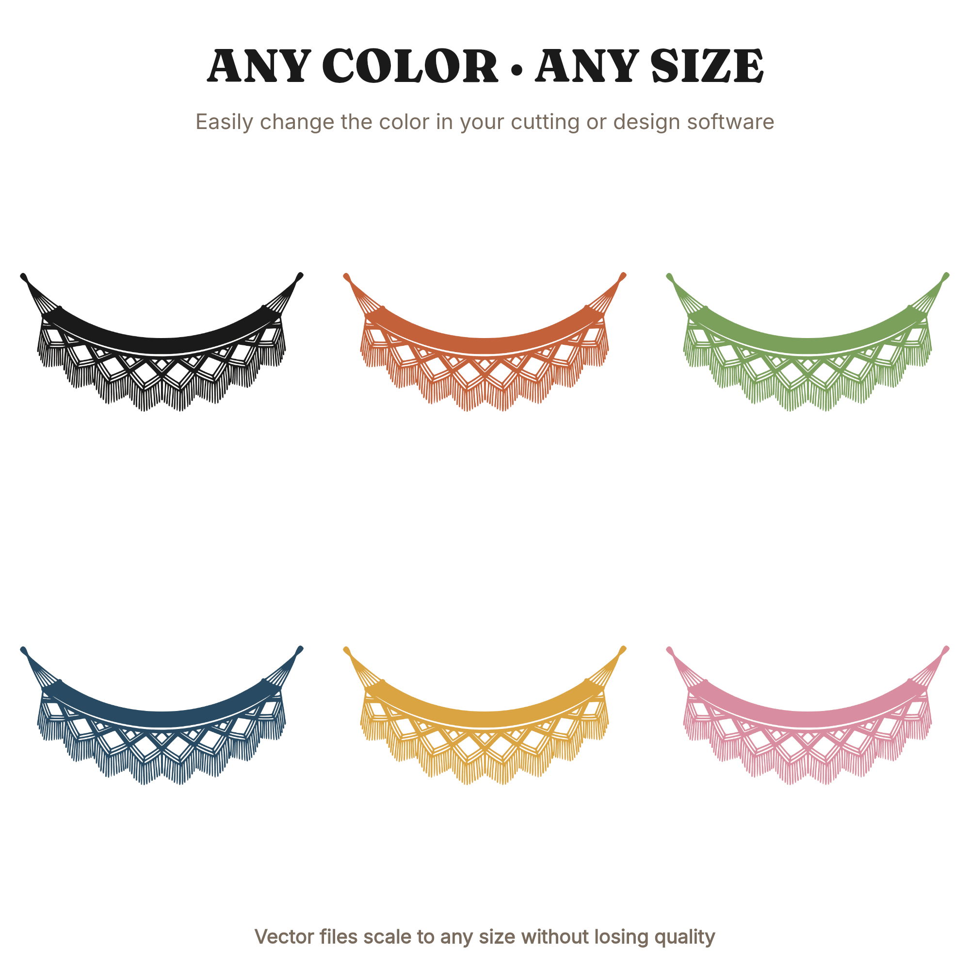 Retro Macramé Hammock SVG PNG, National Hammock Day Cut File, Scandinavian Line Art Design — view 2