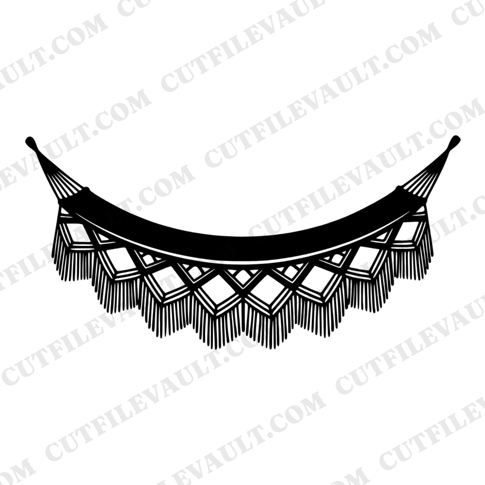 Retro Macramé Hammock SVG PNG, National Hammock Day Cut File, Scandinavian Line Art Design — view 1