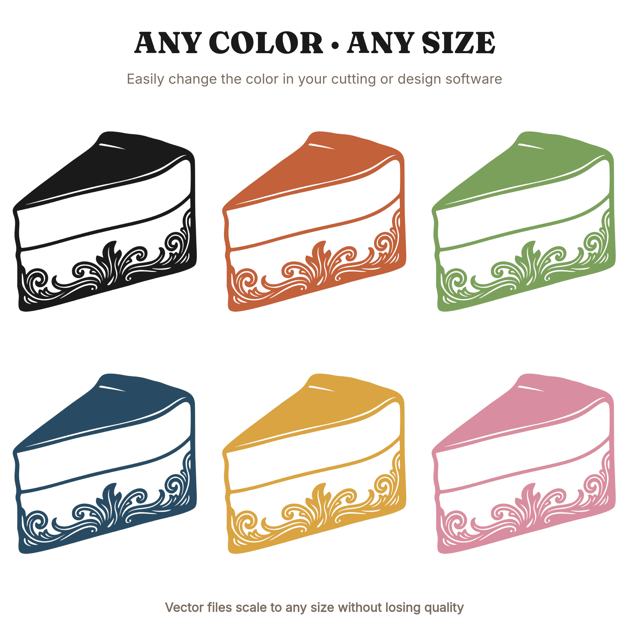 Art Nouveau Cheesecake Slice SVG PNG Layered Silhouette Cut File for National Cheesecake Day — view 2