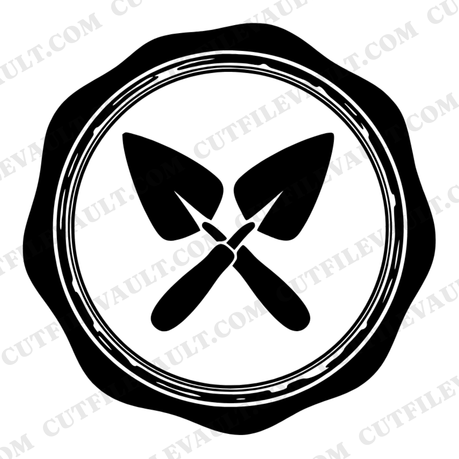 Labor Day Crossed Trowels Wax Seal Badge SVG PNG, Mason Tools Construction Worker Cut File — view 1