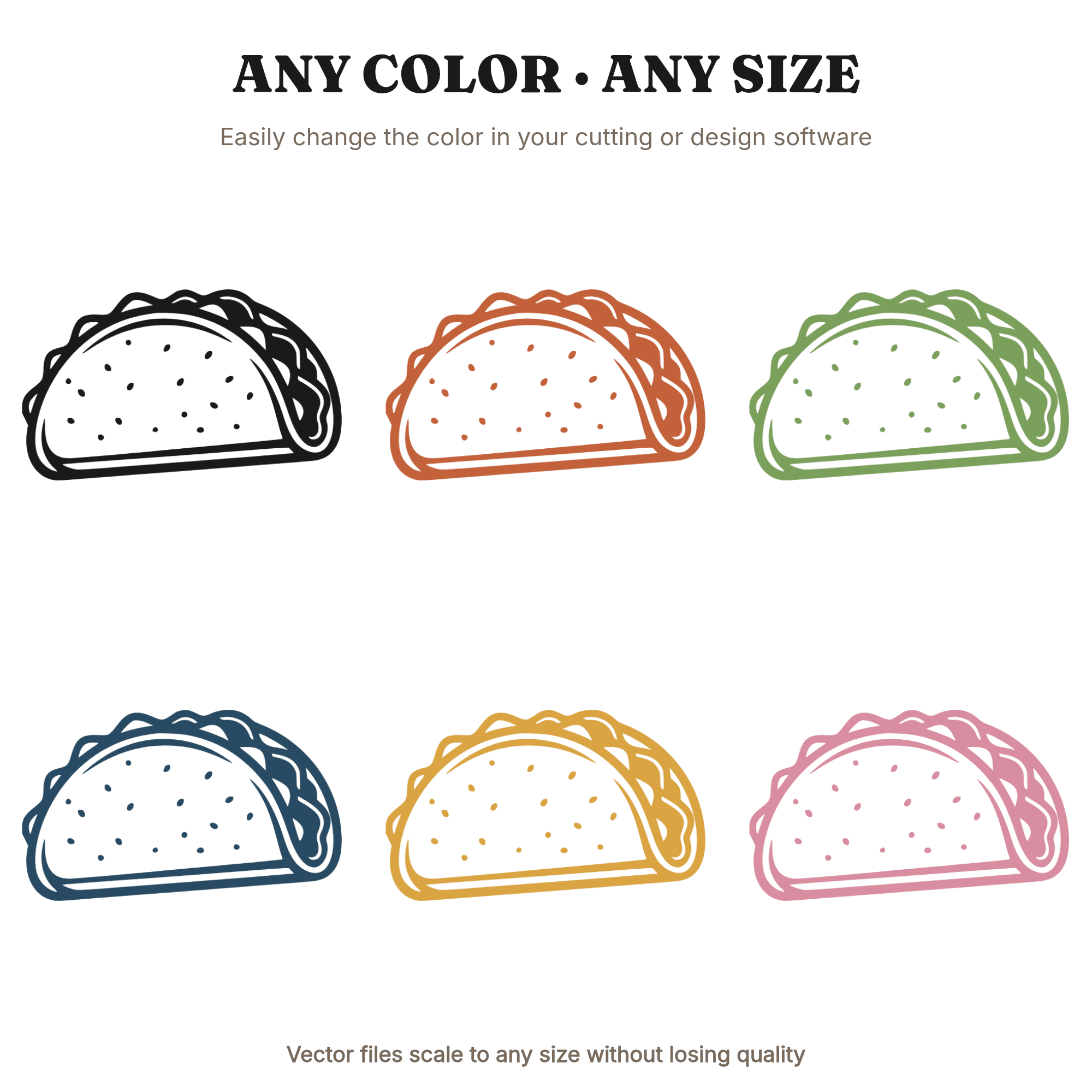 National Taco Day SVG PNG Wax Seal Badge, Symmetrical Taco Shell Cut File, Modern Brutalist Design — view 2