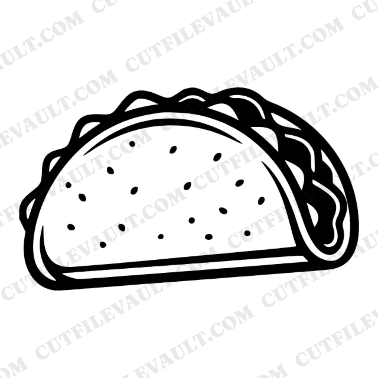 National Taco Day SVG PNG Wax Seal Badge, Symmetrical Taco Shell Cut File, Modern Brutalist Design — view 1