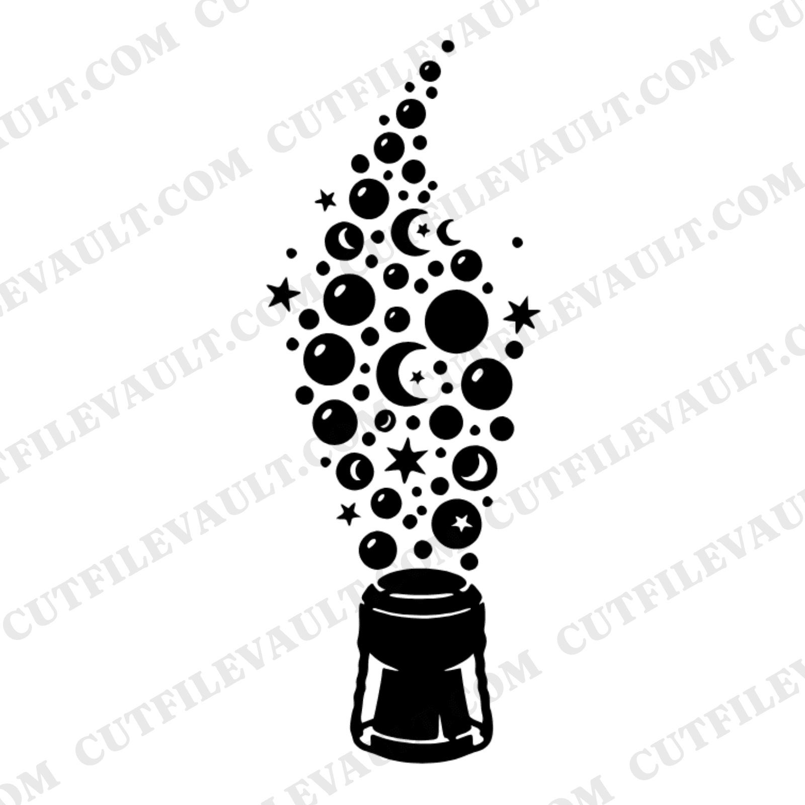 Celestial Champagne Cork Comet SVG PNG, New Year's Eve Party Cut File, Mystical Celebration Design — view 1