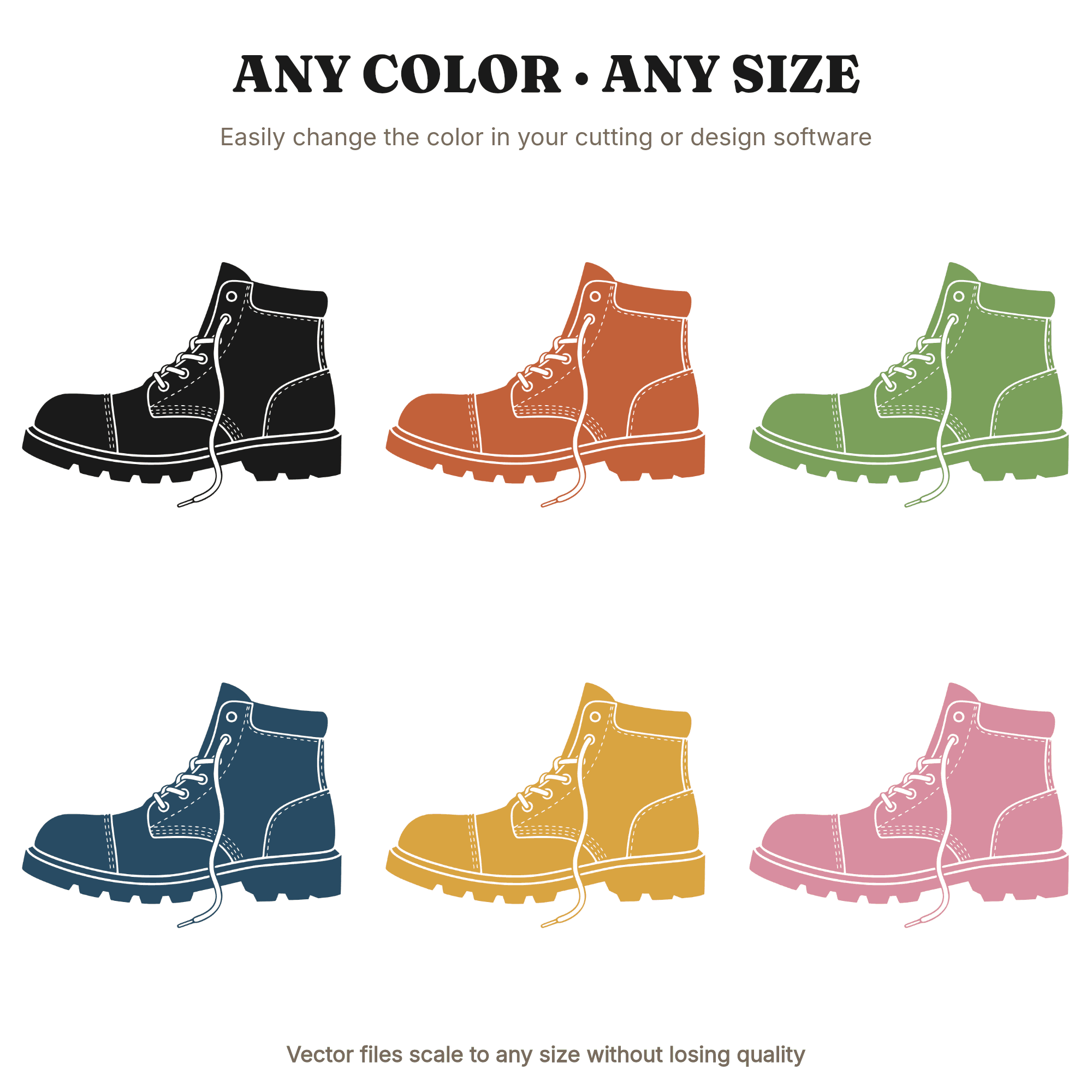 Steel Toe Work Boot SVG PNG Left Profile Silhouette Labor Day Cut File Brutalist Design Unlaced — view 2