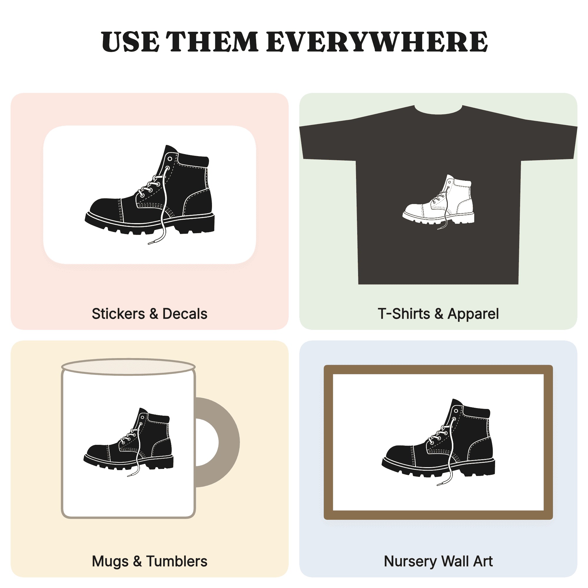 Steel Toe Work Boot SVG PNG Left Profile Silhouette Labor Day Cut File Brutalist Design Unlaced — view 3