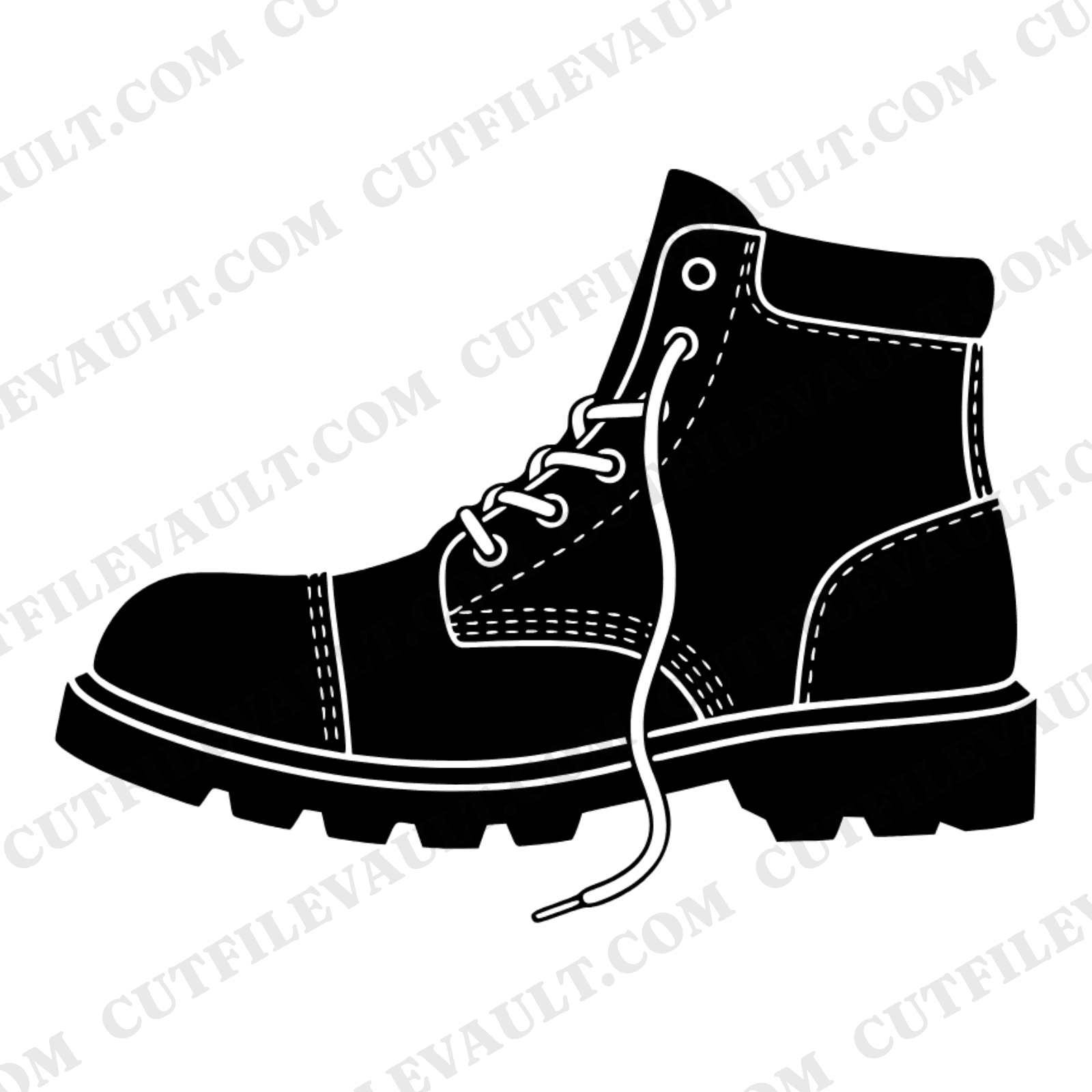 Steel Toe Work Boot SVG PNG Left Profile Silhouette Labor Day Cut File Brutalist Design Unlaced — view 1