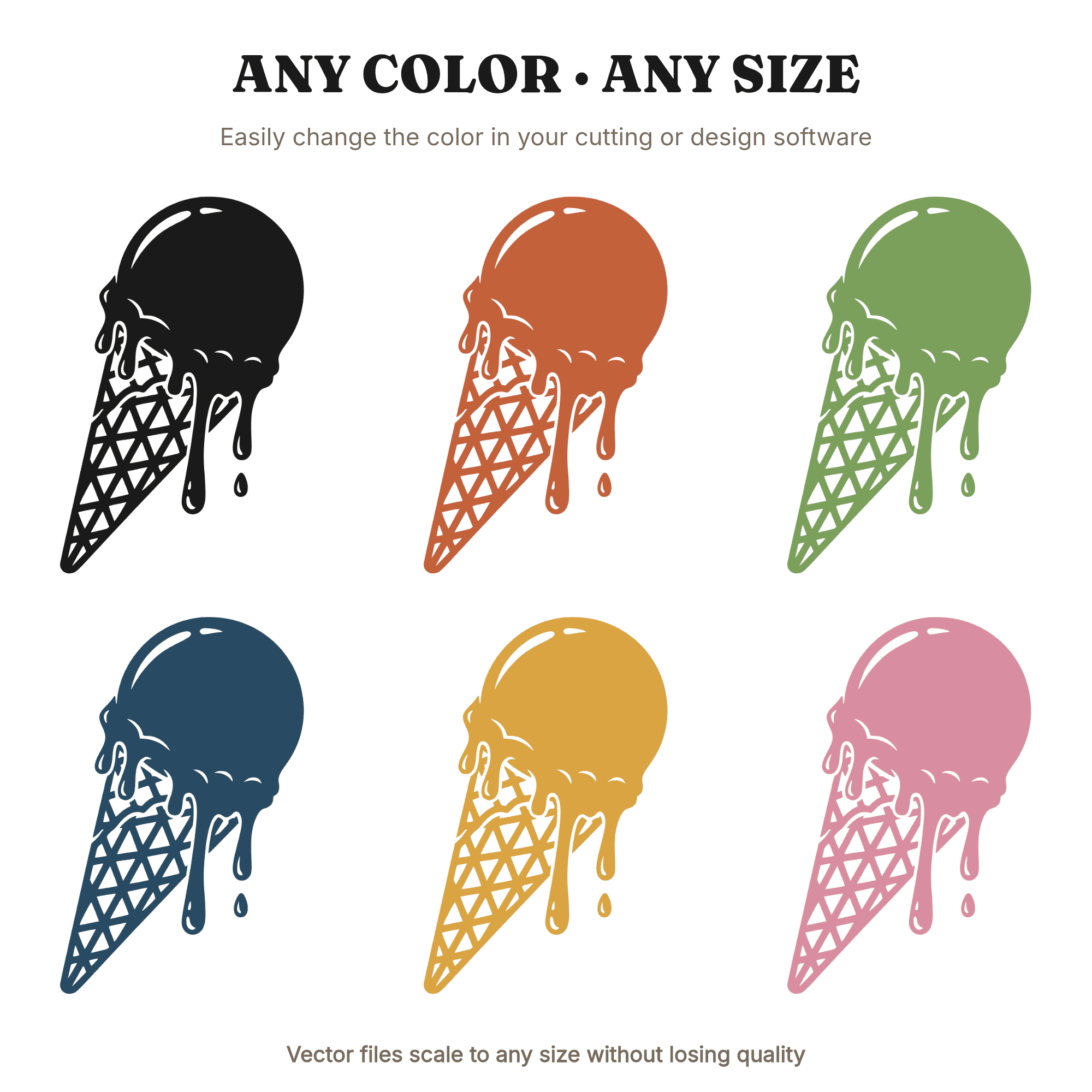 Ice Cream Cone SVG PNG, Chrome Drip Scoop Waffle Cone, Y2K Summer Tumbler Decal, National Ice Cream Day — view 2