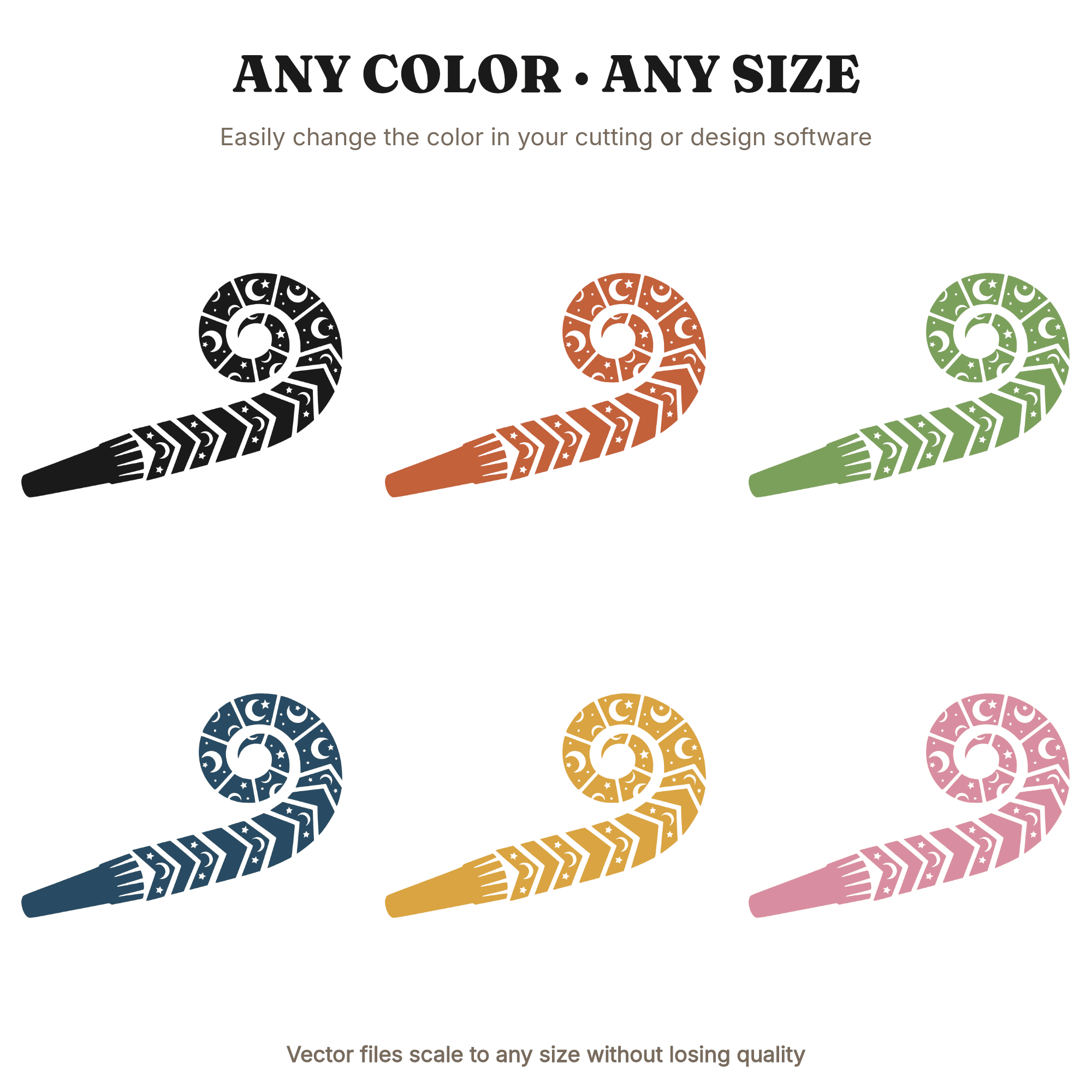Celestial New Year Party Blower SVG PNG, Art Deco Moon Stars Cut File, Mystical NYE Celebration — view 2