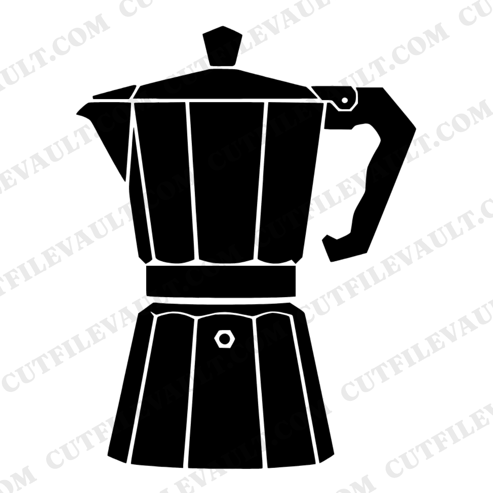 Geometric Moka Pot SVG PNG, Retro 70s Coffee Day Silhouette, National Coffee Day Cut File — view 1