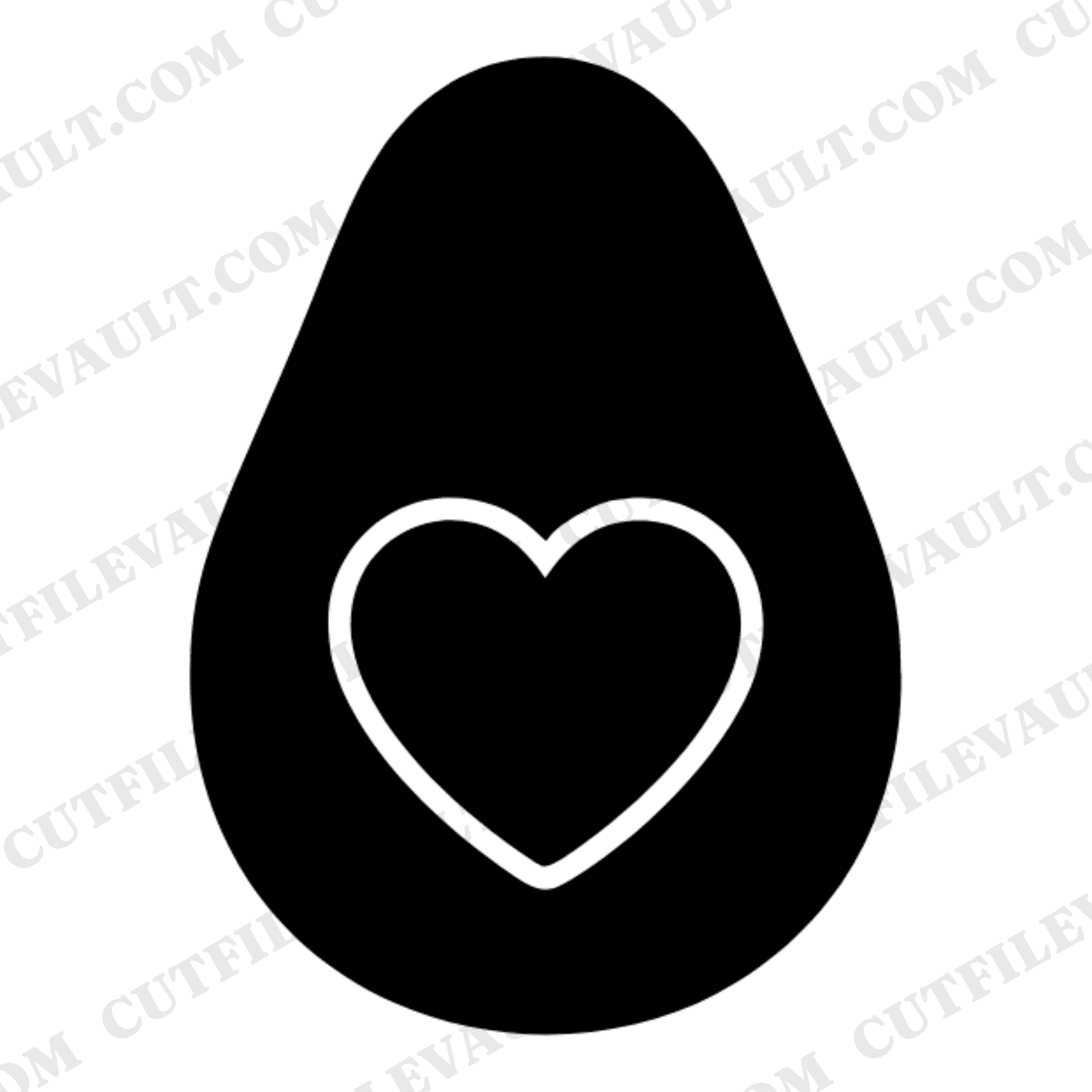 Kawaii Avocado SVG PNG, Heart Pit Mid-Century Minimal Cut File for Cricut, National Avocado Day — view 1